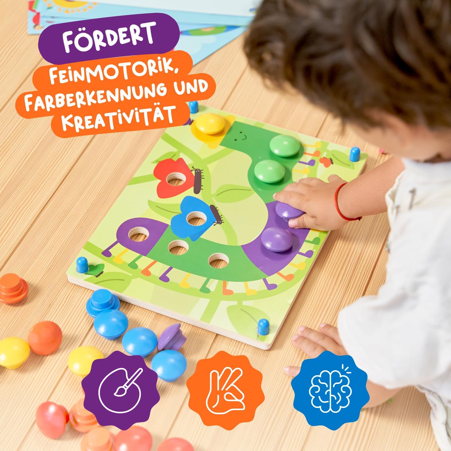 Thumbnail 4 de Nene Toys Holz-Steckspiel für Kleinkinder ab 2 Jahre – Mosaik Steckspiel