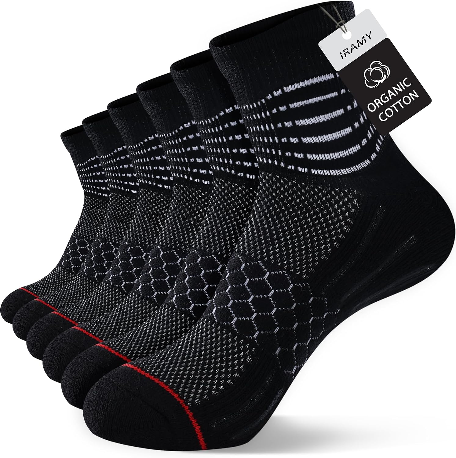 Thumbnail 6 de IRAMY IRCS001-CA Ankle Compression Socks, Cushioned Running Socks, 3/5 Pairs