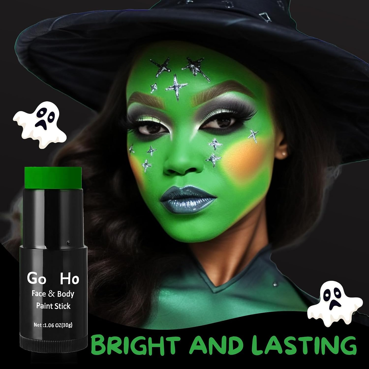Detalle de Go Ho Green Face Paint Stick, Oil-Based Cream Makeup, 1.06 oz
