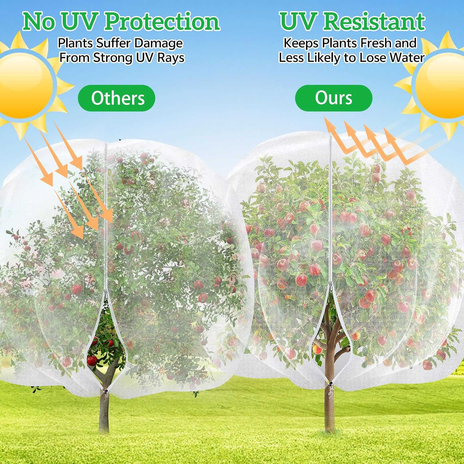 Thumbnail 4 de 2PCS 2.4 x 2.4 m Large Fruit Tree Netting – Reusable Garden Mesh with Zipper & Drawstring