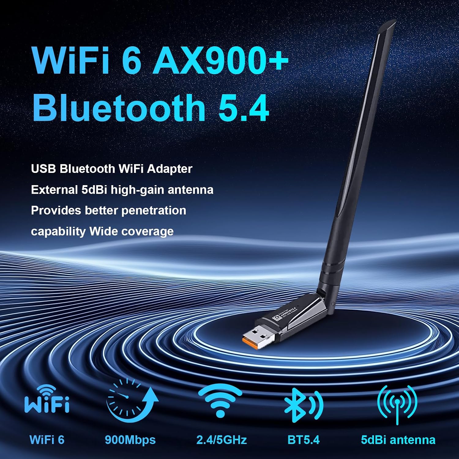Thumbnail 1 de INTELBRAS AX900 2-in-1 USB WiFi 6 & Bluetooth 5.4 Adapter