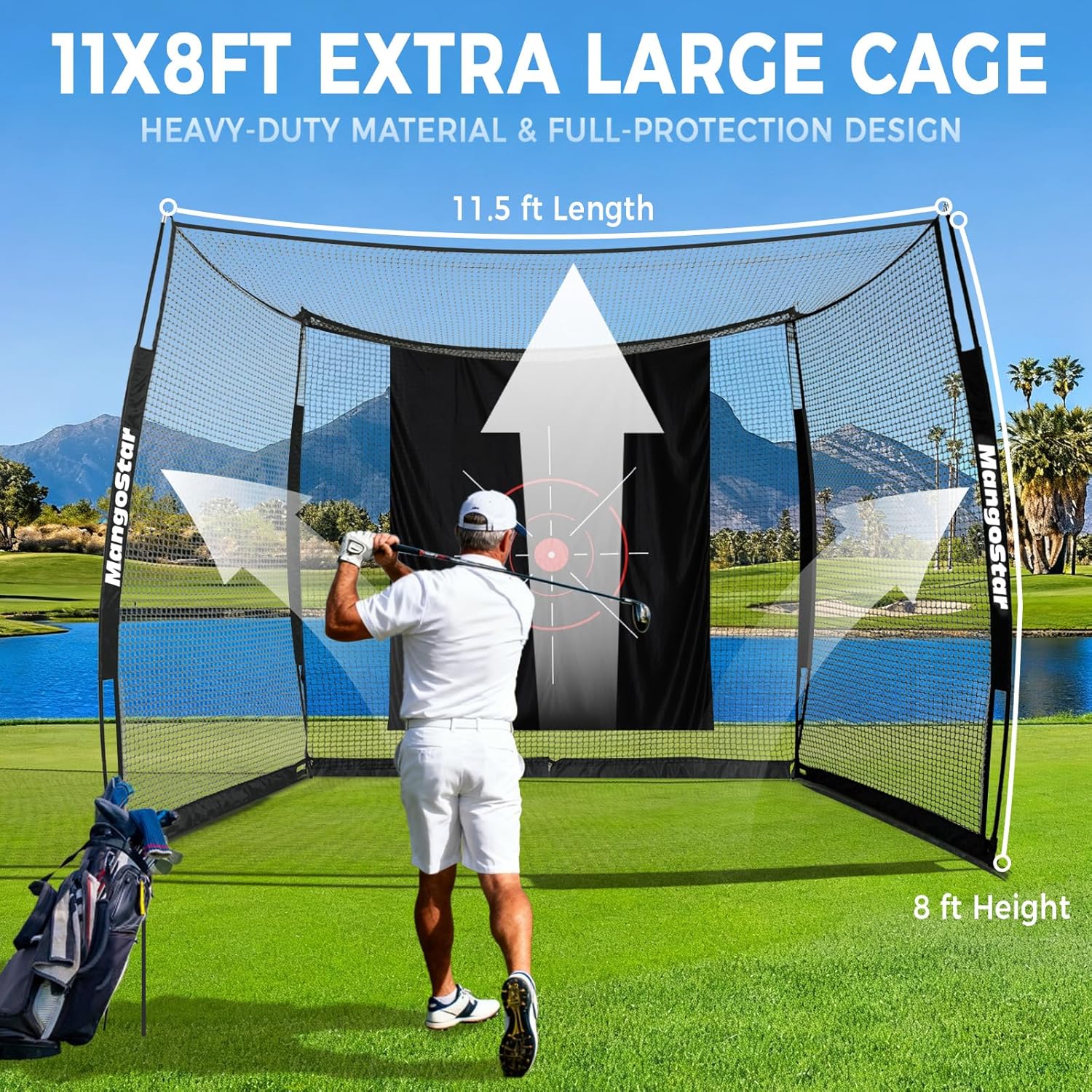 Thumbnail 2 de MangoStar Golf Net (11x8ft) Golf Simulator Hitting Net with HD Impact Screen & Target Cloth
