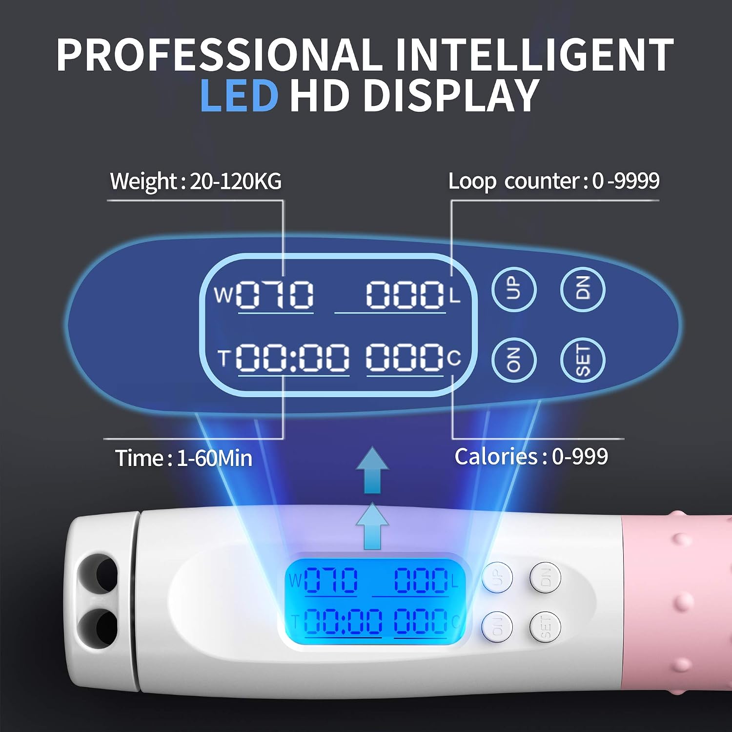 Detalle 2 de PROIRON Skipping Rope: Digital Jump Rope with Adjustable Weights and Cordless Option