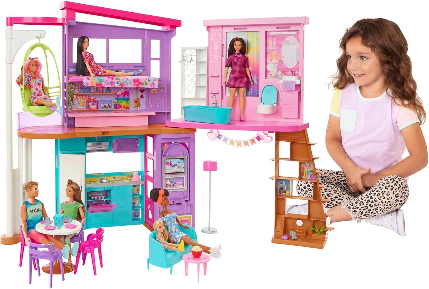 Thumbnail 1 de Barbie Ferienhaus (116 x 77,9 cm) – 6 Spielbereiche, komplett eingerichtet mit Aufzug und klappbarem Design