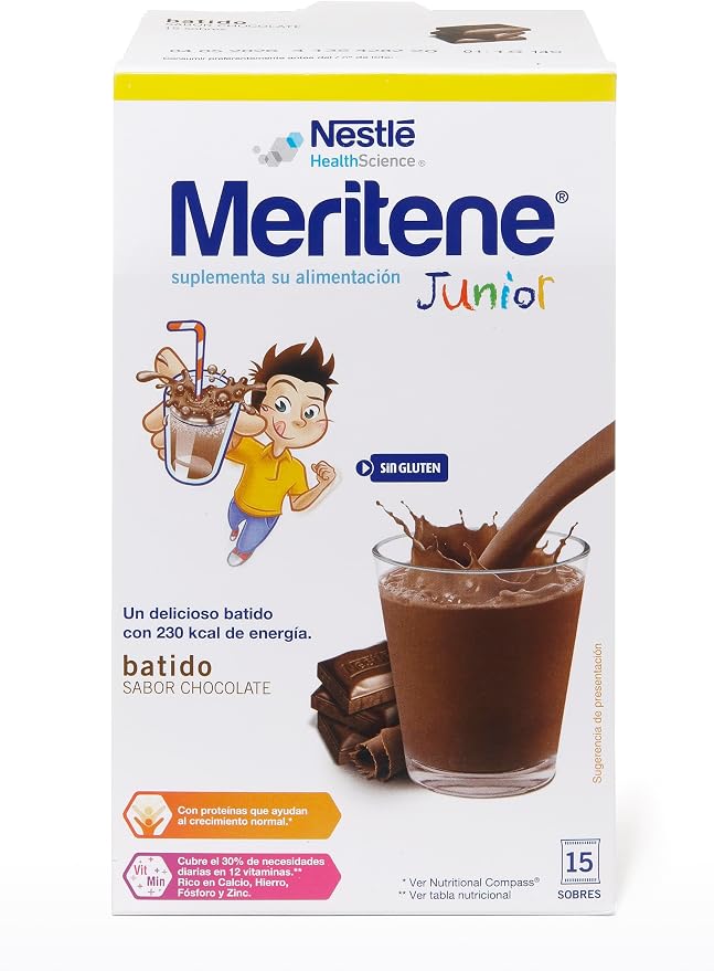Detalle de Meritene Junior Suplemento Polvo Chocolate 15 sobres 🍫