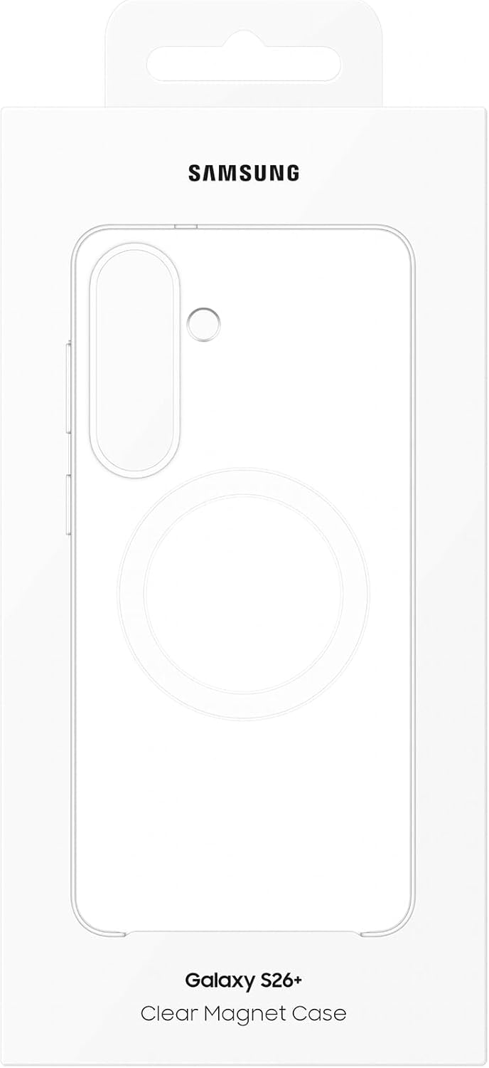 Detalle de Samsung Clear Magnet Case with Magnetic Power Profile per Galaxy S26+: protezione leggera e stile invisibile