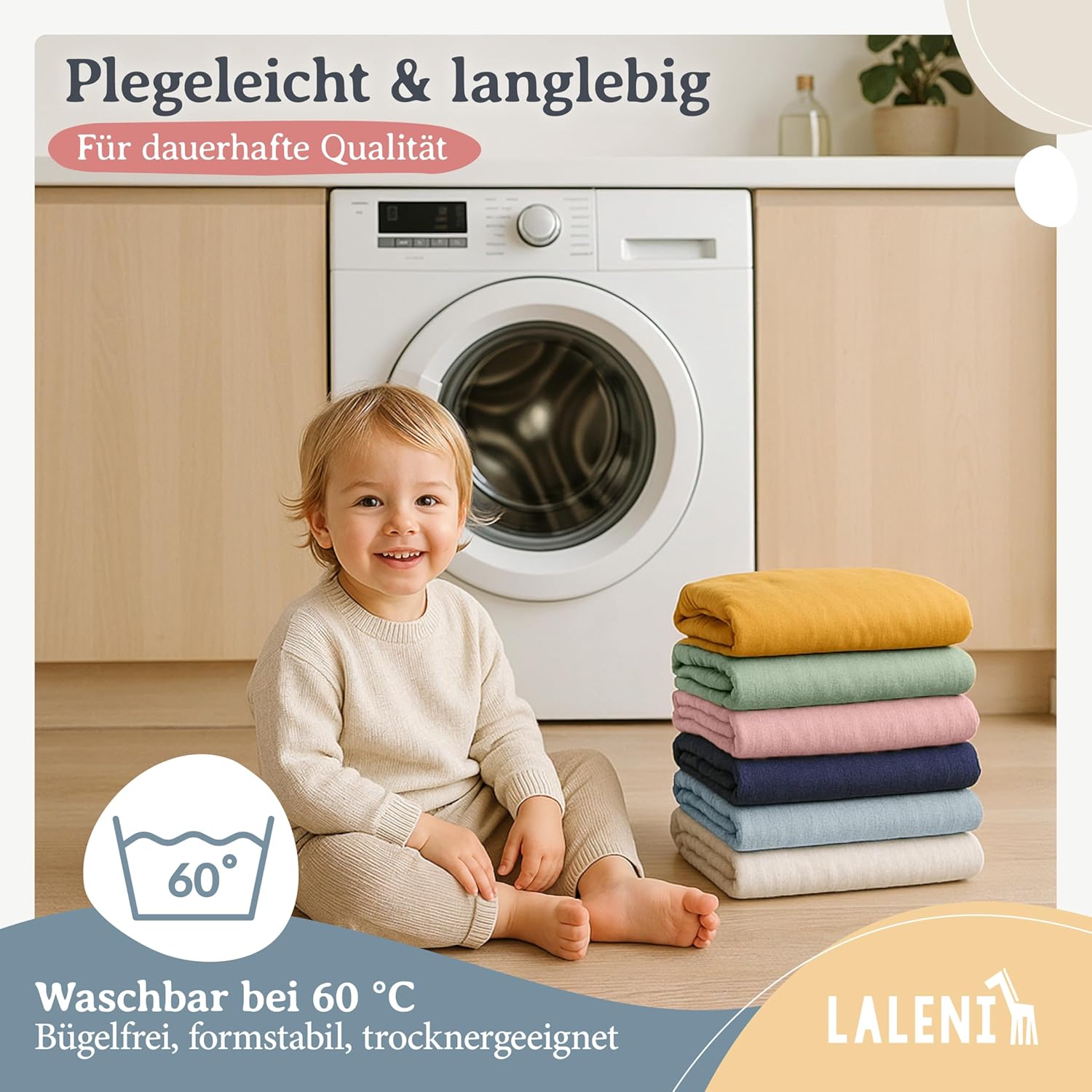 Detalle 2 de Laleni Jersey Spannbettlaken 100x100 cm (2er-Set), 100% Baumwolle, für Baby-Beistellbett & Laufgitter, Weiß