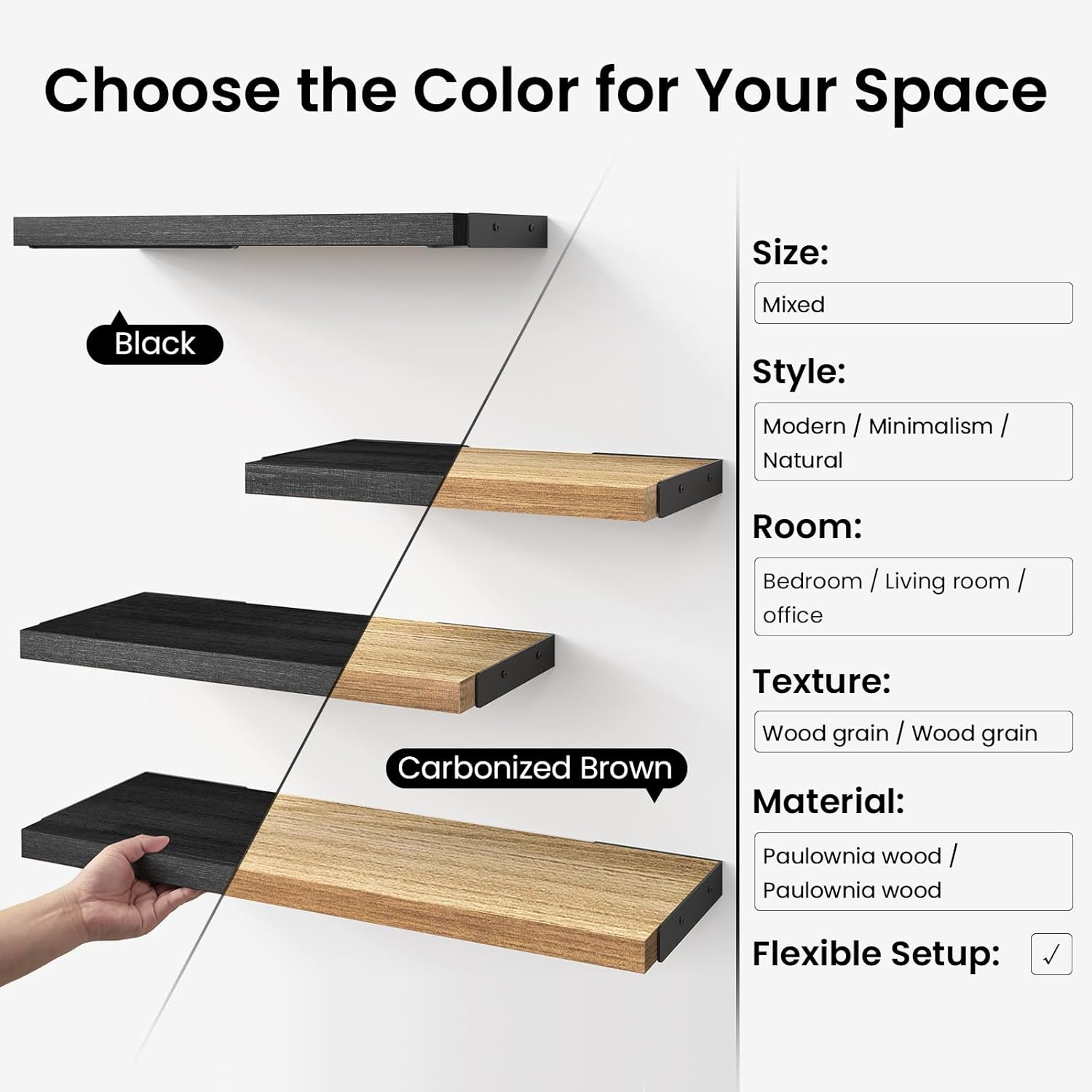 Thumbnail 6 de BAYKA Wall Mounted Floating Shelves Set of 4 🪵