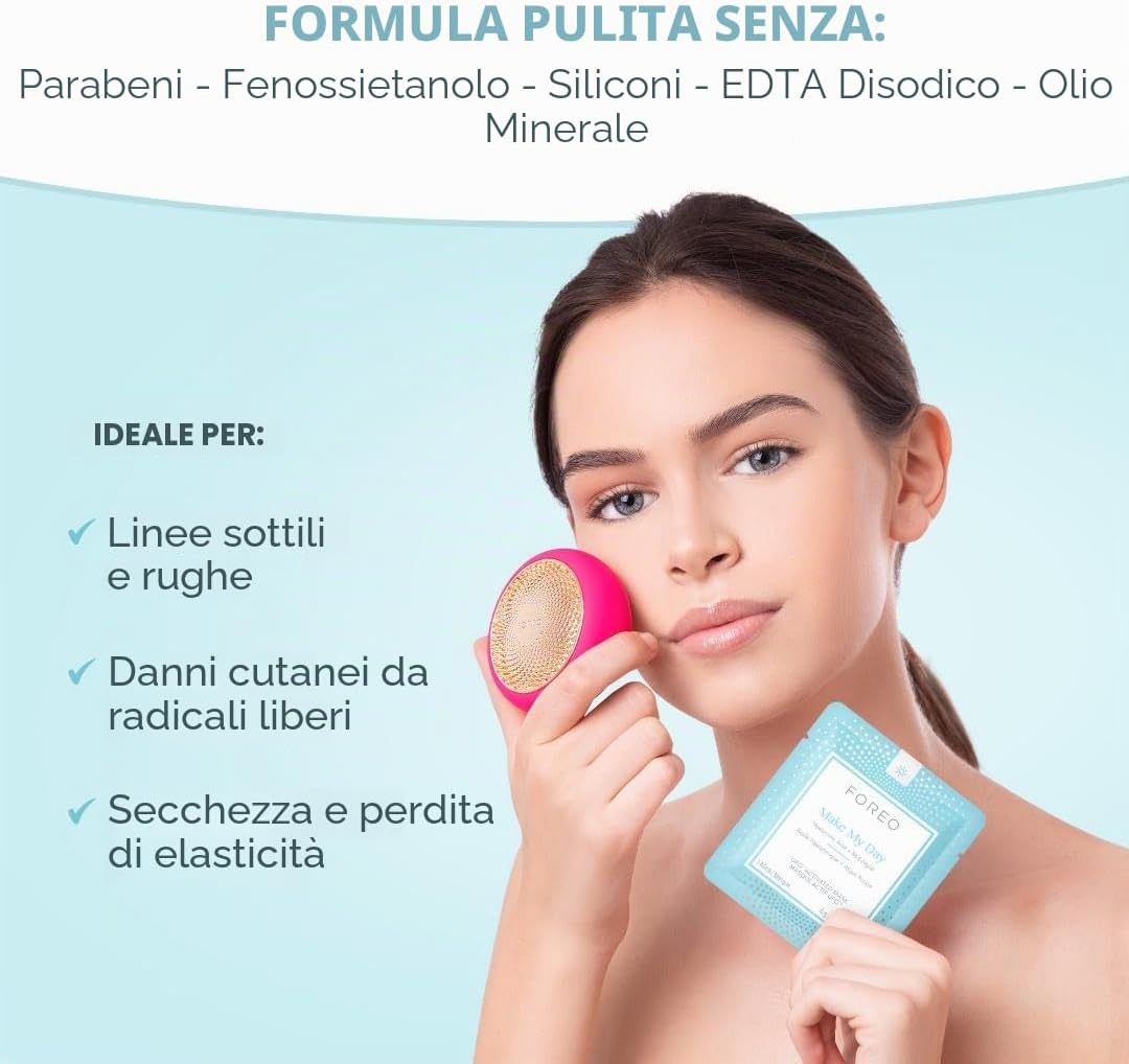 Detalle de FOREO Make My Day maschera attivabile da UFO: 7 maschere in microfibra da 6 g