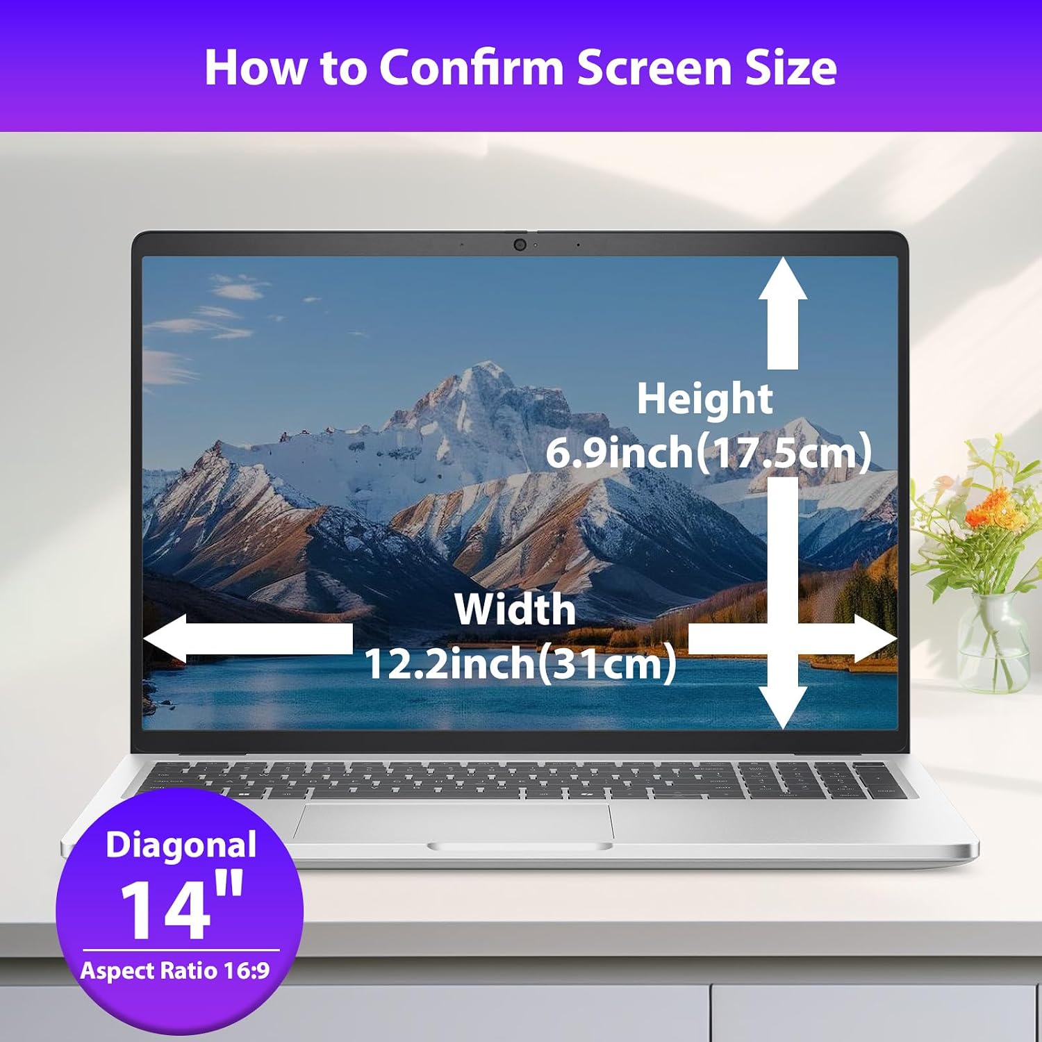 Detalle 2 de STARY 14-inch Removable Laptop Privacy Screen (16:9) Anti-Spy Blue Light Glare Shield