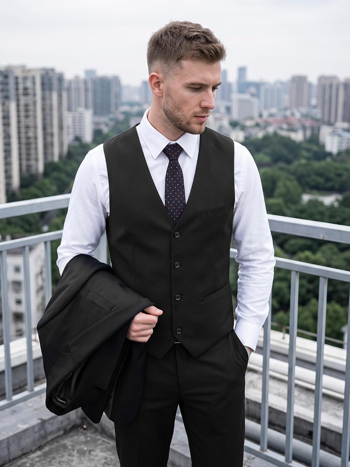 Detalle de MAGE MALE Men's 3-Piece Suit Polyester Blend