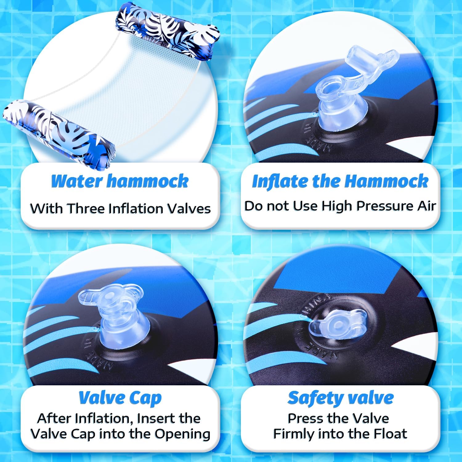 Thumbnail 3 de Orifinter XL Pool Inflatables 2-Pack: 4-in-1 Inflatable Pool Floats with Hammock