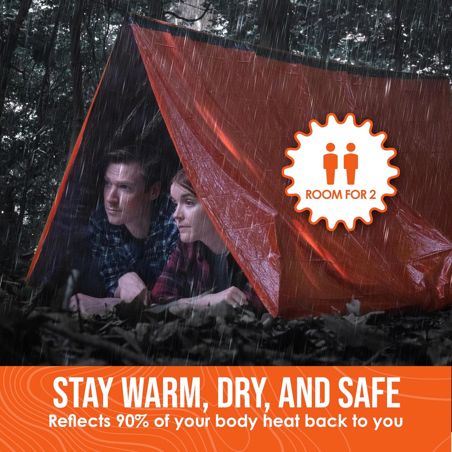 Detalle de Go Time Gear HU-XI-6 2-Person Mylar Emergency Tent with Paracord