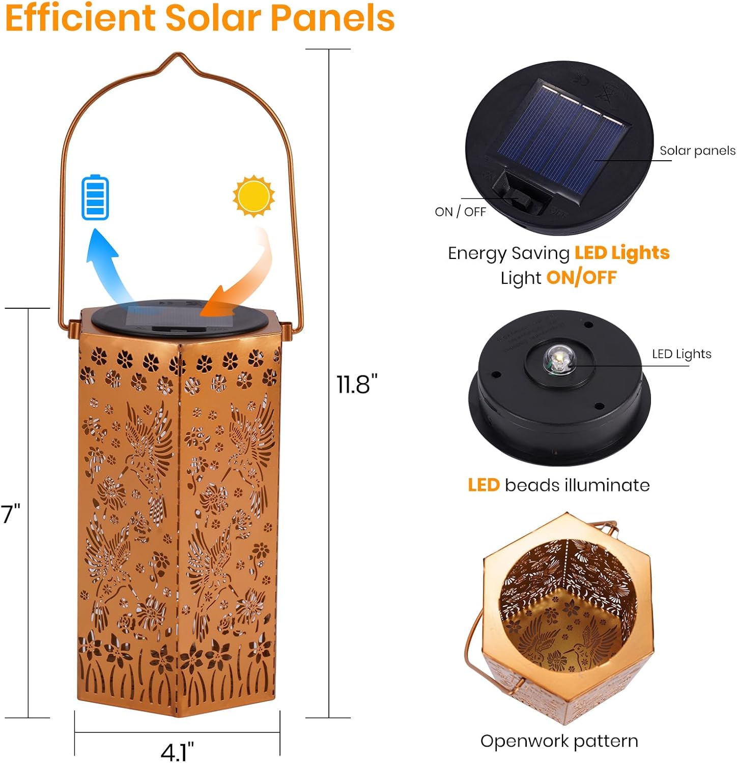 Thumbnail 2 de Hummingbird Hanging Solar Lanterns Outdoor Garden Ornaments (IP65 waterproof, no wiring)