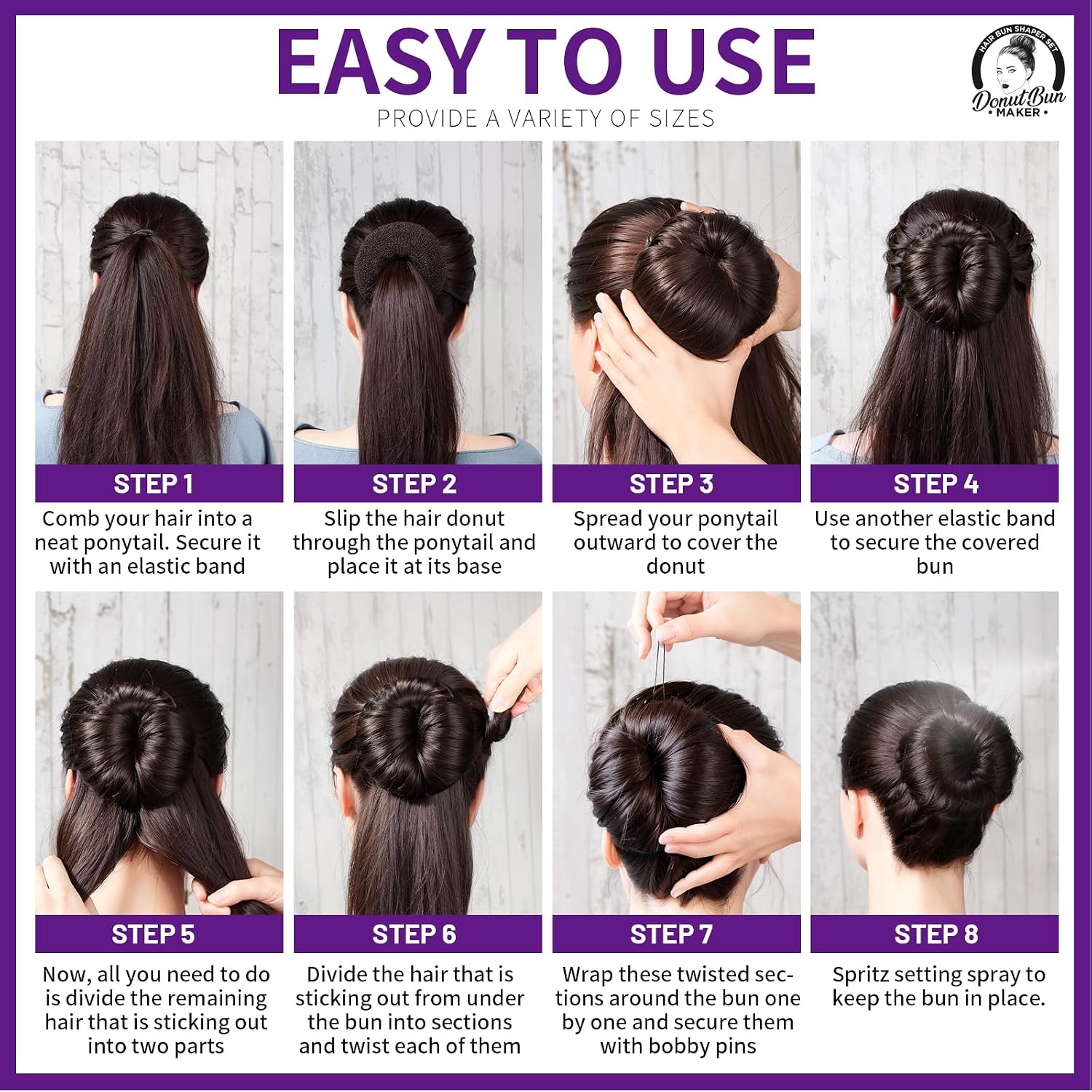 Detalle 1 de Teenitor Hair Bun Maker Set, 4 Sizes, Light Brown Donuts and 20 Pins
