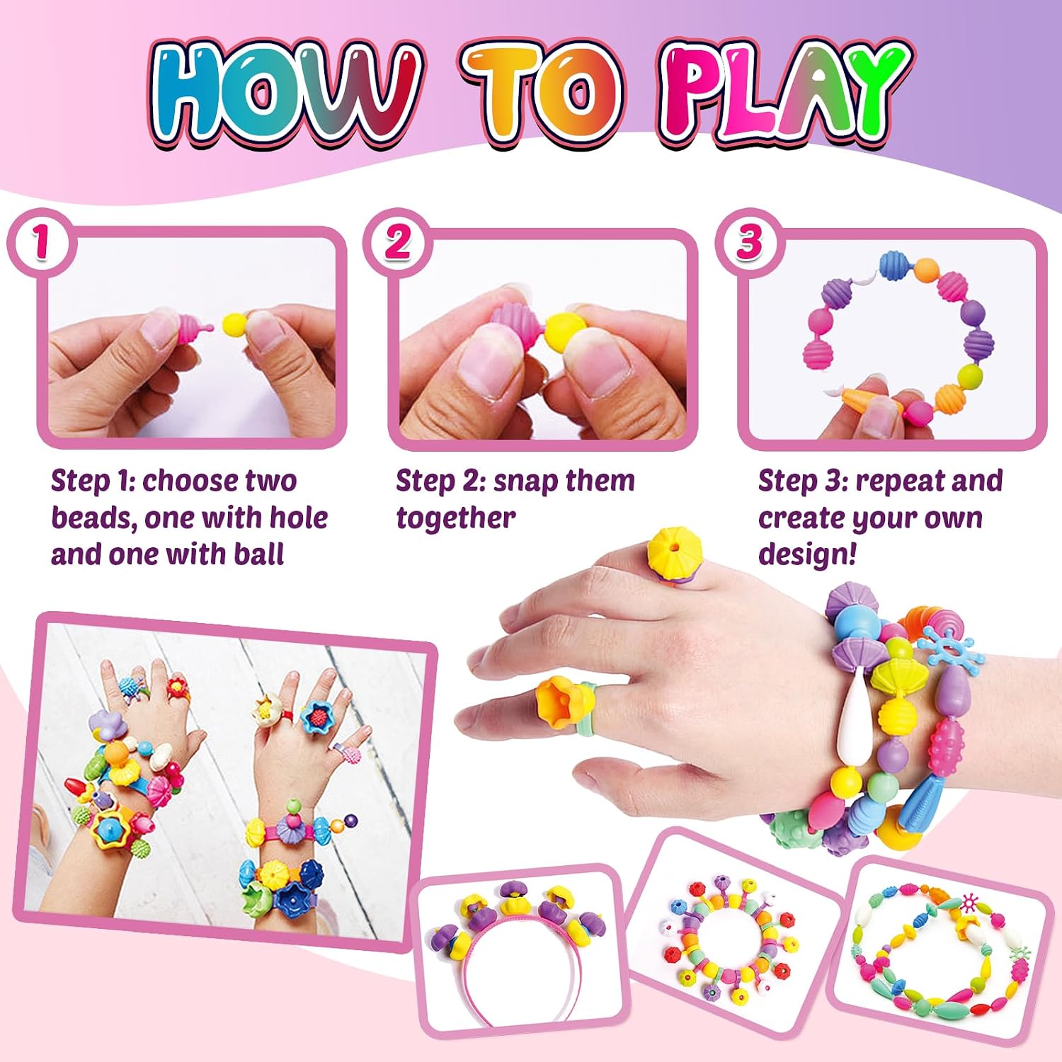 Thumbnail 2 de FUNZBO Pop Bead Jewelry Kit, 850 Pieces