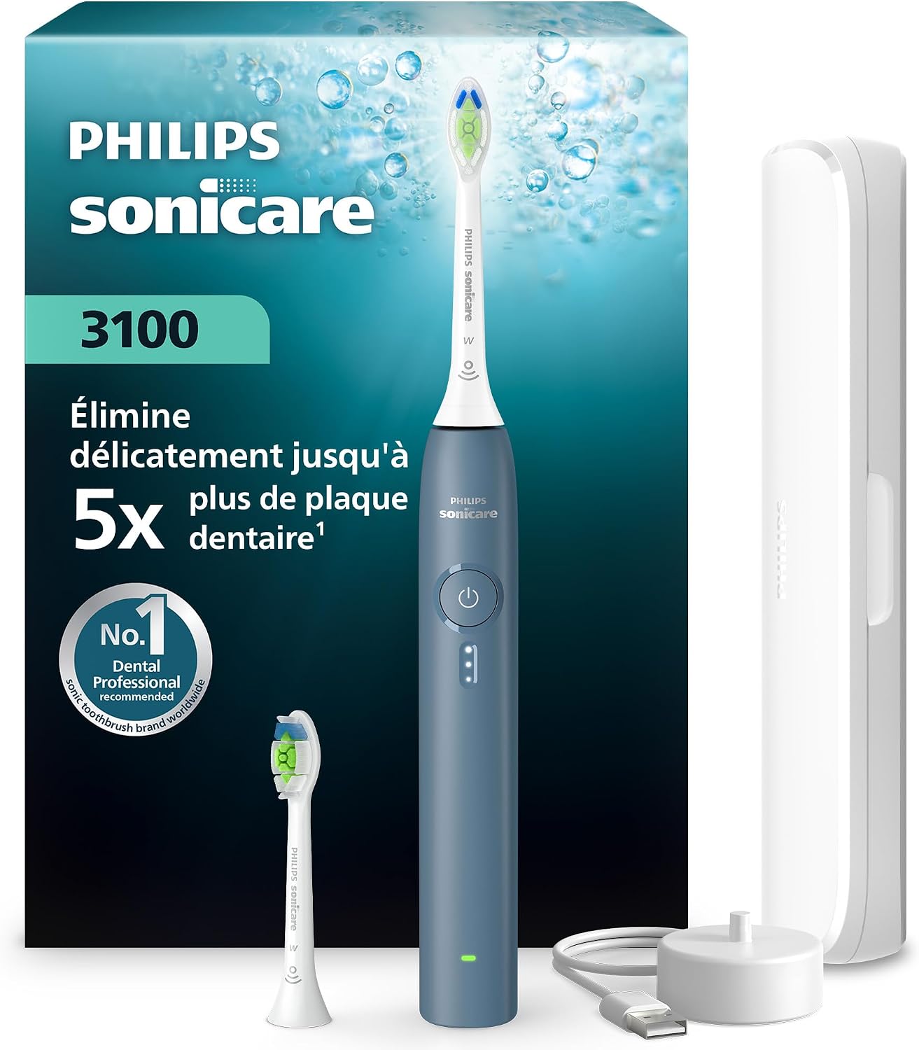 Detalle de Philips Sonicare série 3100 HX4034/24 – brosse à dents électrique bleue marine avec capteur de pression