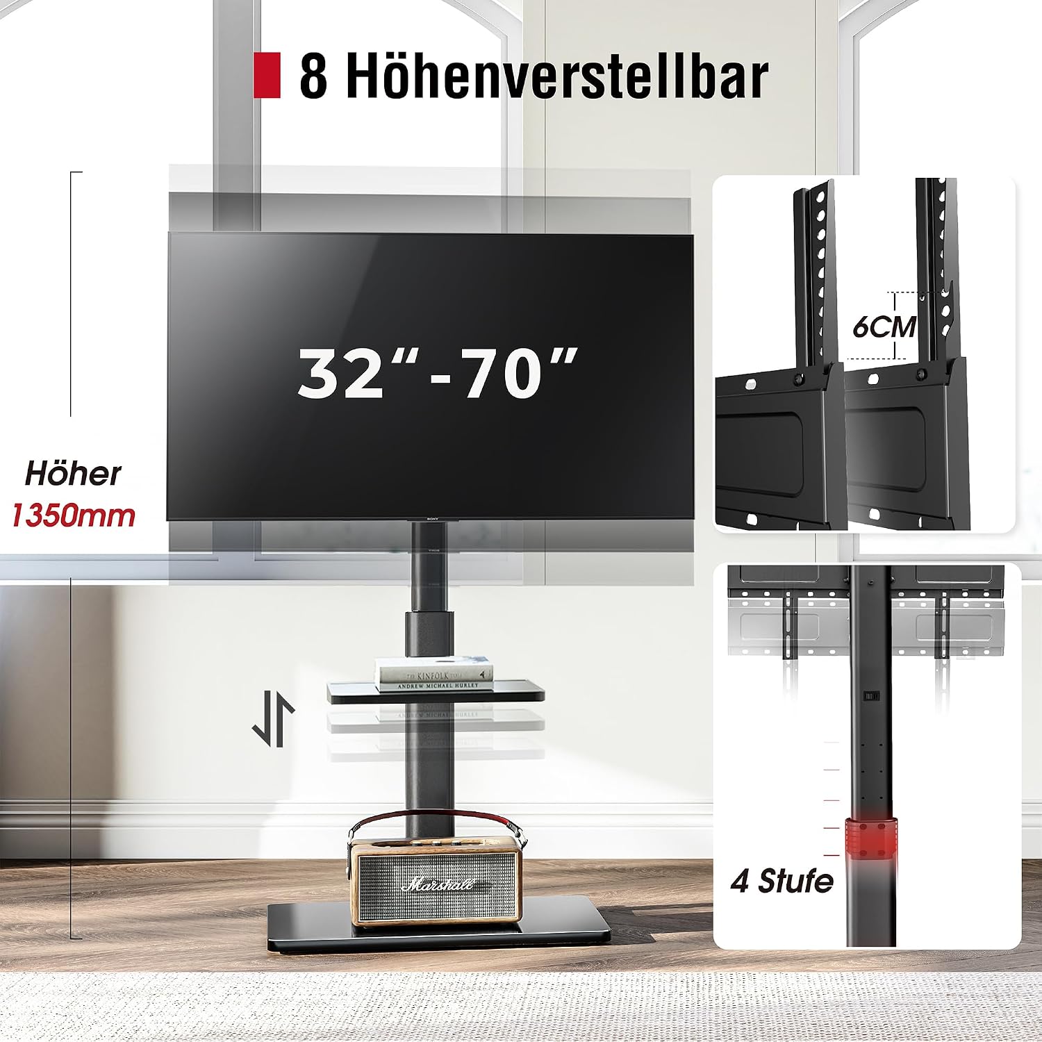 Thumbnail 3 de AOKCOS TV-Ständer Bodenständer für 32–70 Zoll Fernseher – höhenverstellbar, schwenkbar, VESA bis 400x400 mm