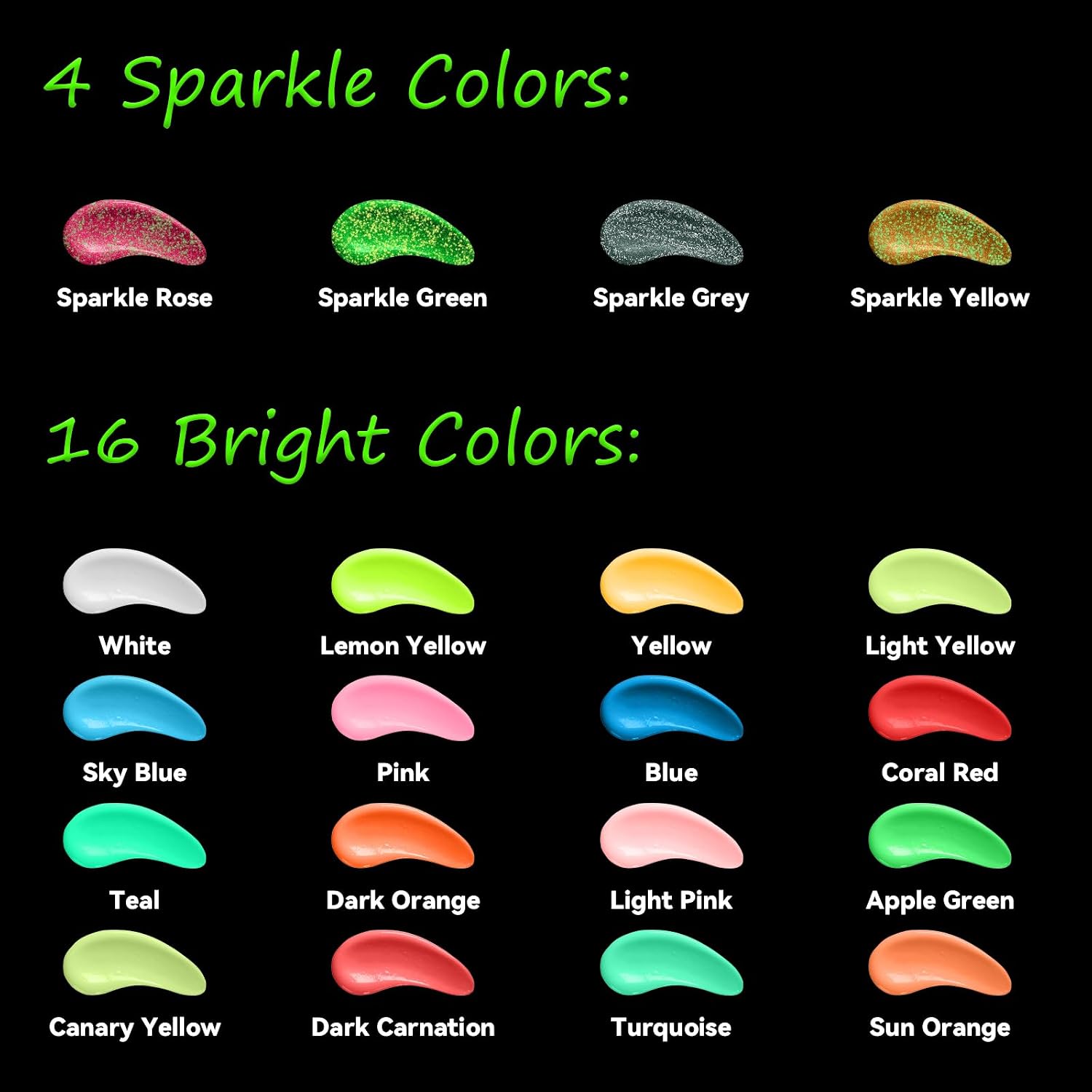 Thumbnail 1 de HOMY ARTY Nachtleuchtende Farben 20×30ml – 3D Leuchtfarben Set für Textilien, Papier, Leinwand und mehr