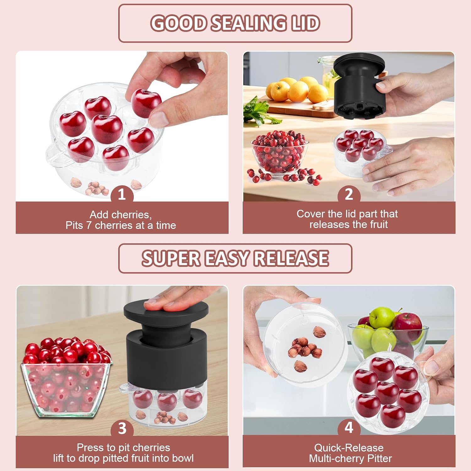 Thumbnail 2 de Cherry Pitter Tool 7-in-1: Portable Seed Remover for Cherries, Olives, and More