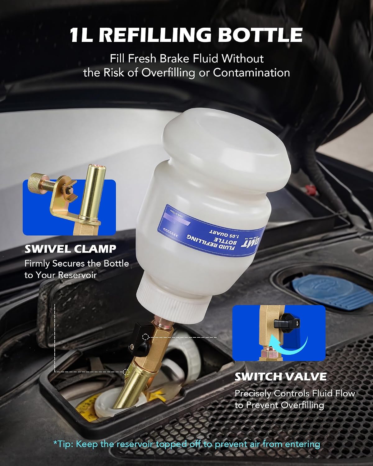 Thumbnail 3 de Orion Motor Tech 3L Vacuum Brake Bleeder Kit with Refill Bottle and 18 Adapters