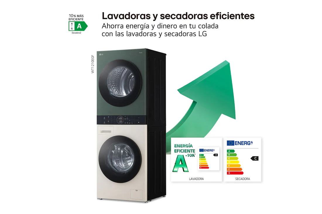 Thumbnail 4 de LG Washtower WT1210EGF.ABGQQES: torre de lavado y secado con bomba de calor Dual Inverter y 12/10 kg