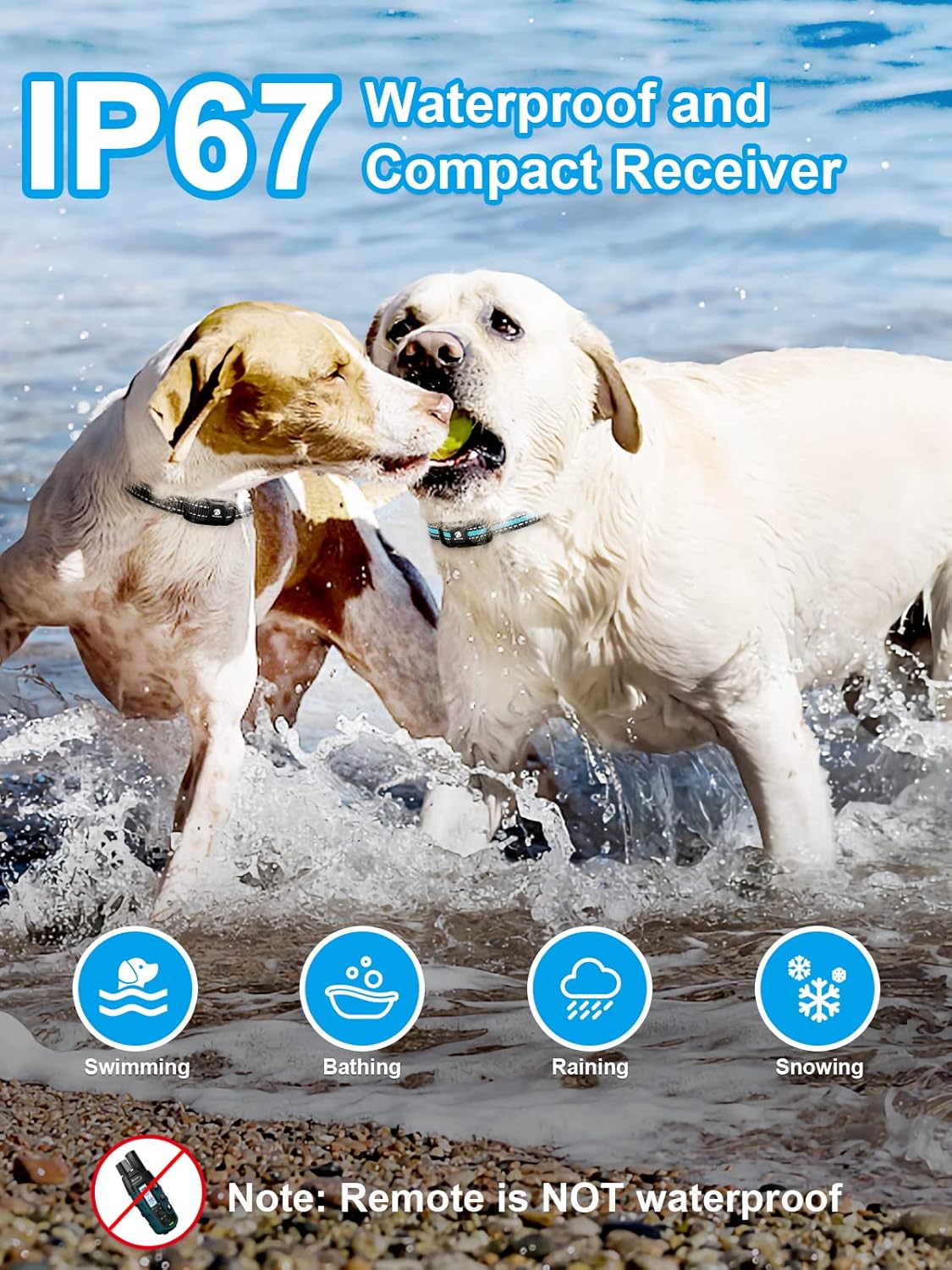 Detalle 2 de Bousnic Dog Shock Collar (2 Dogs) for 5-120 lbs | 3300 ft Waterproof Training Collar with Rechargeable Remote