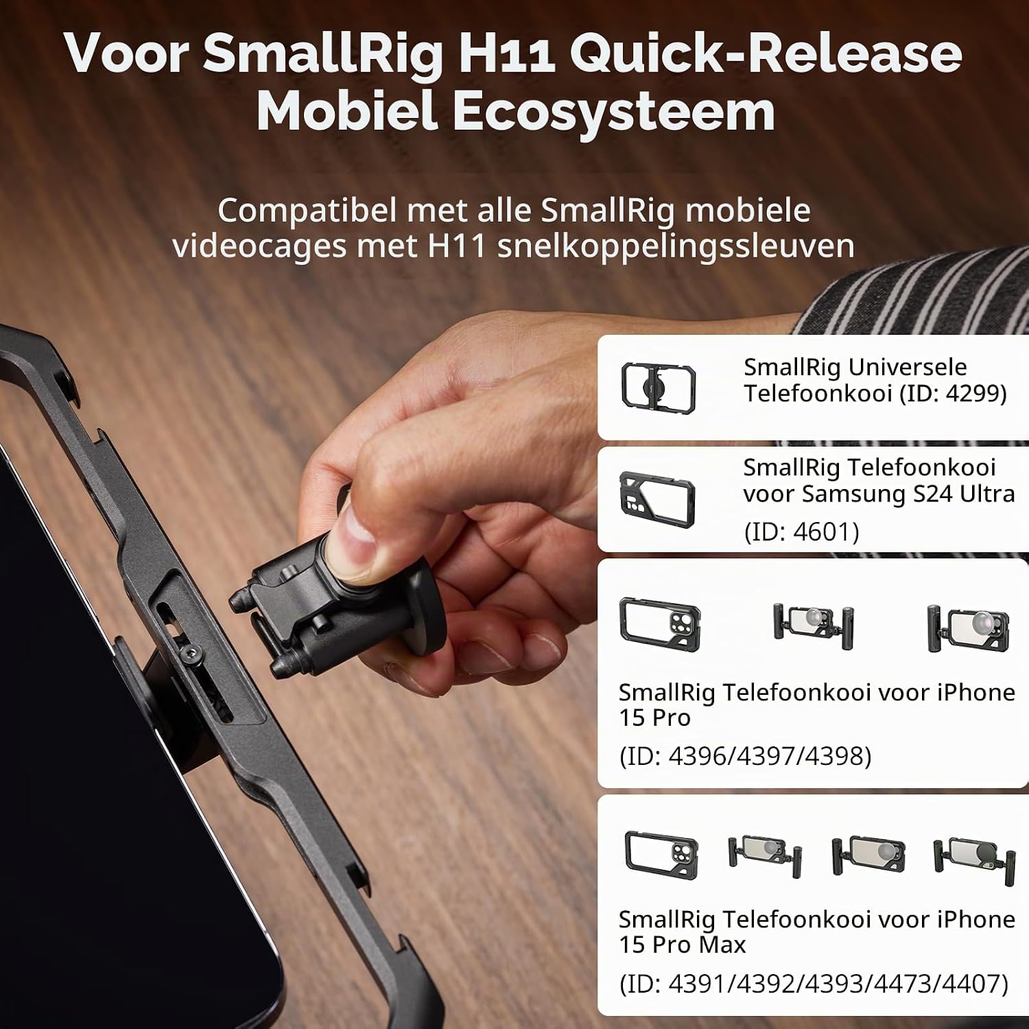 Detalle de SMALLRIG 4609 H11-snelkoppeladapter voor mobiele cages en Arca-statiefkoppen