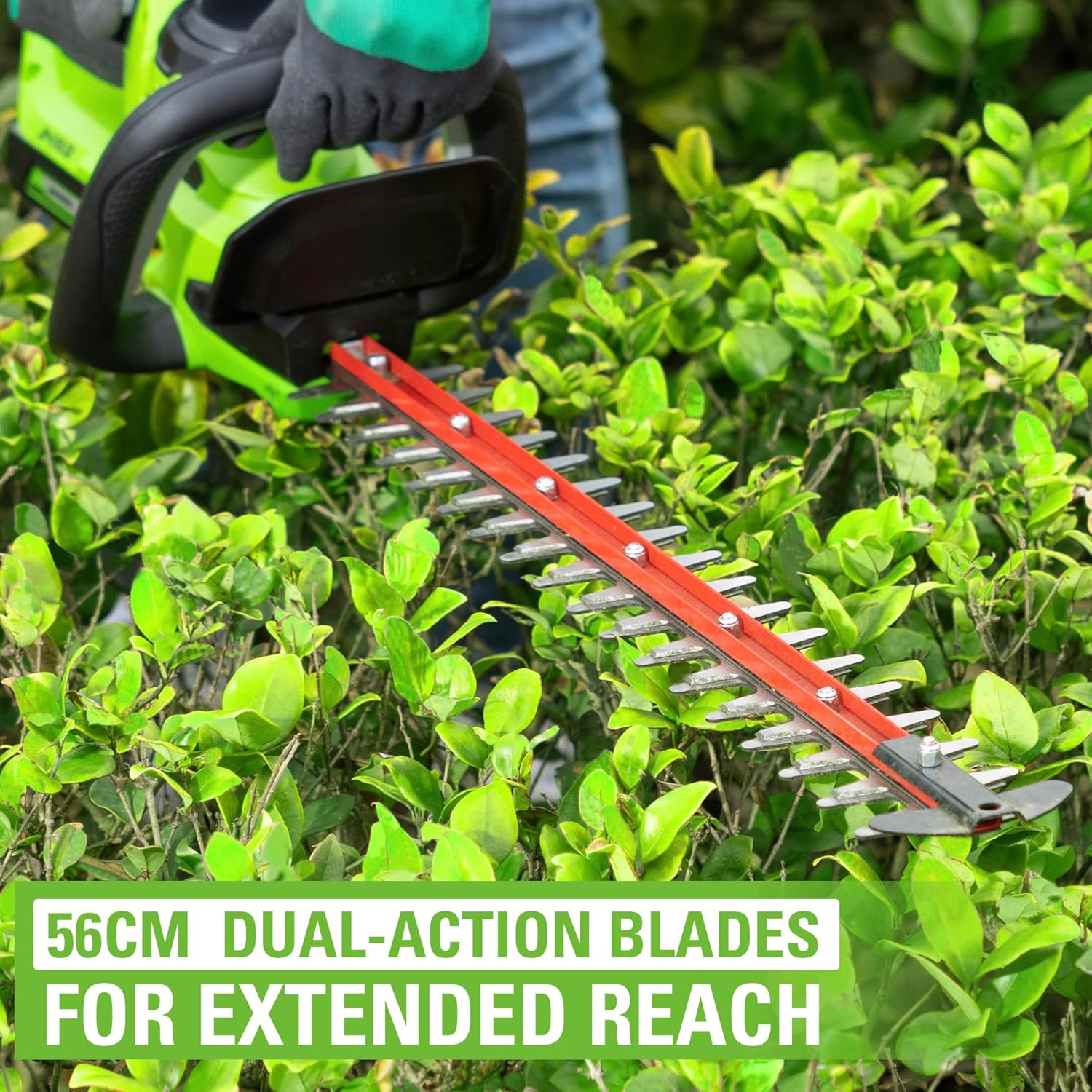 Thumbnail 2 de Greenworks 24V Cordless Brushless Hedge Trimmer G24HT56II (56cm) – Dual Action Blade