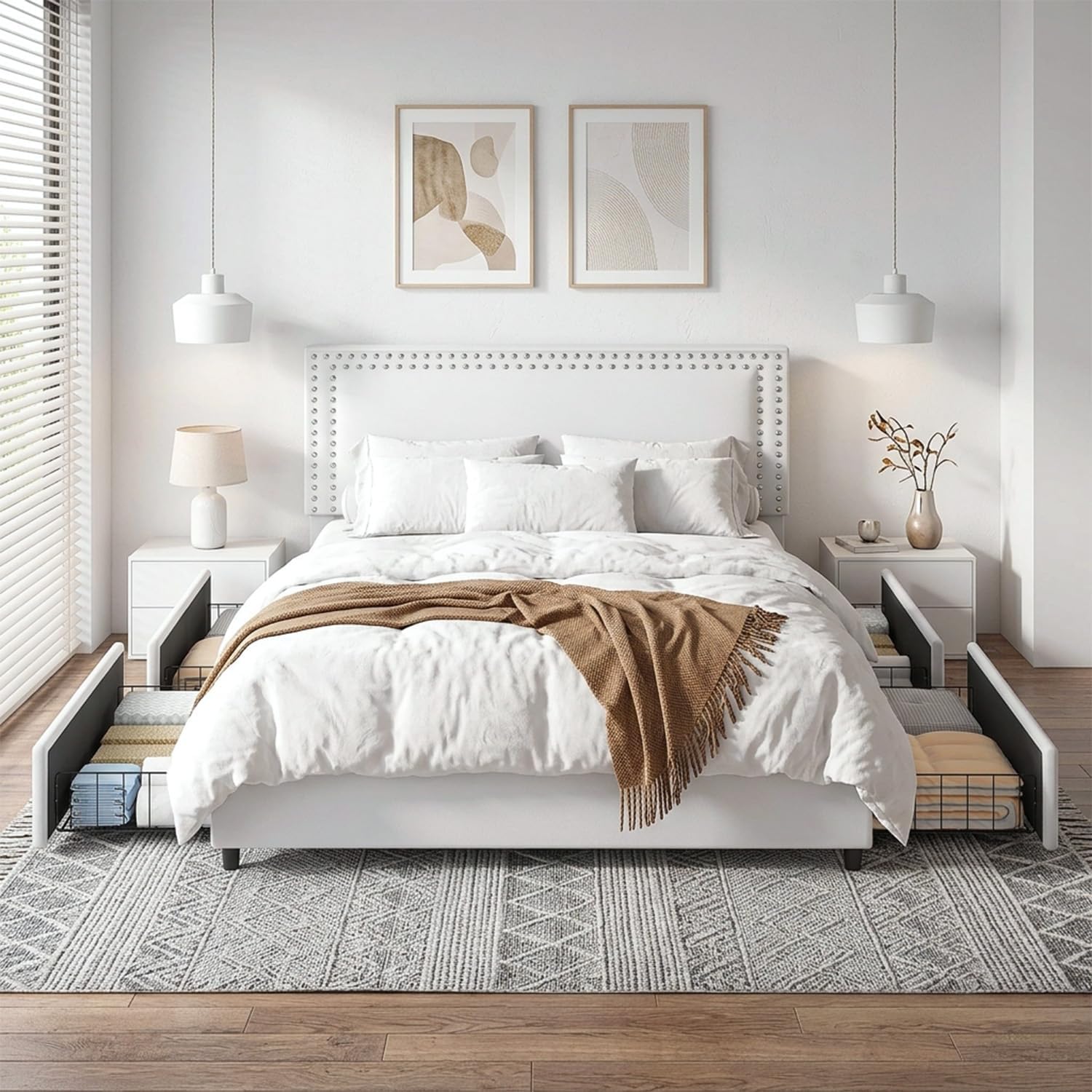 Detalle de VECELO Queen Bed Frame