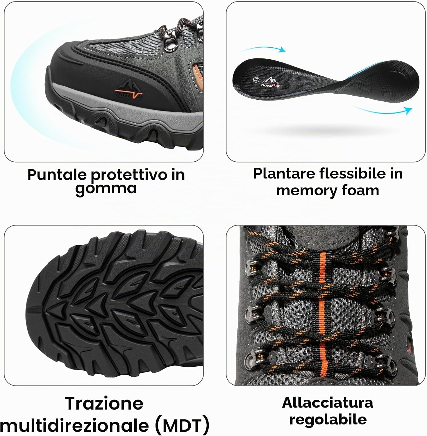 Detalle de NORTIV 8 Scarpe da Trekking Uomo: impermeabili, traspiranti e robuste per all'aperto