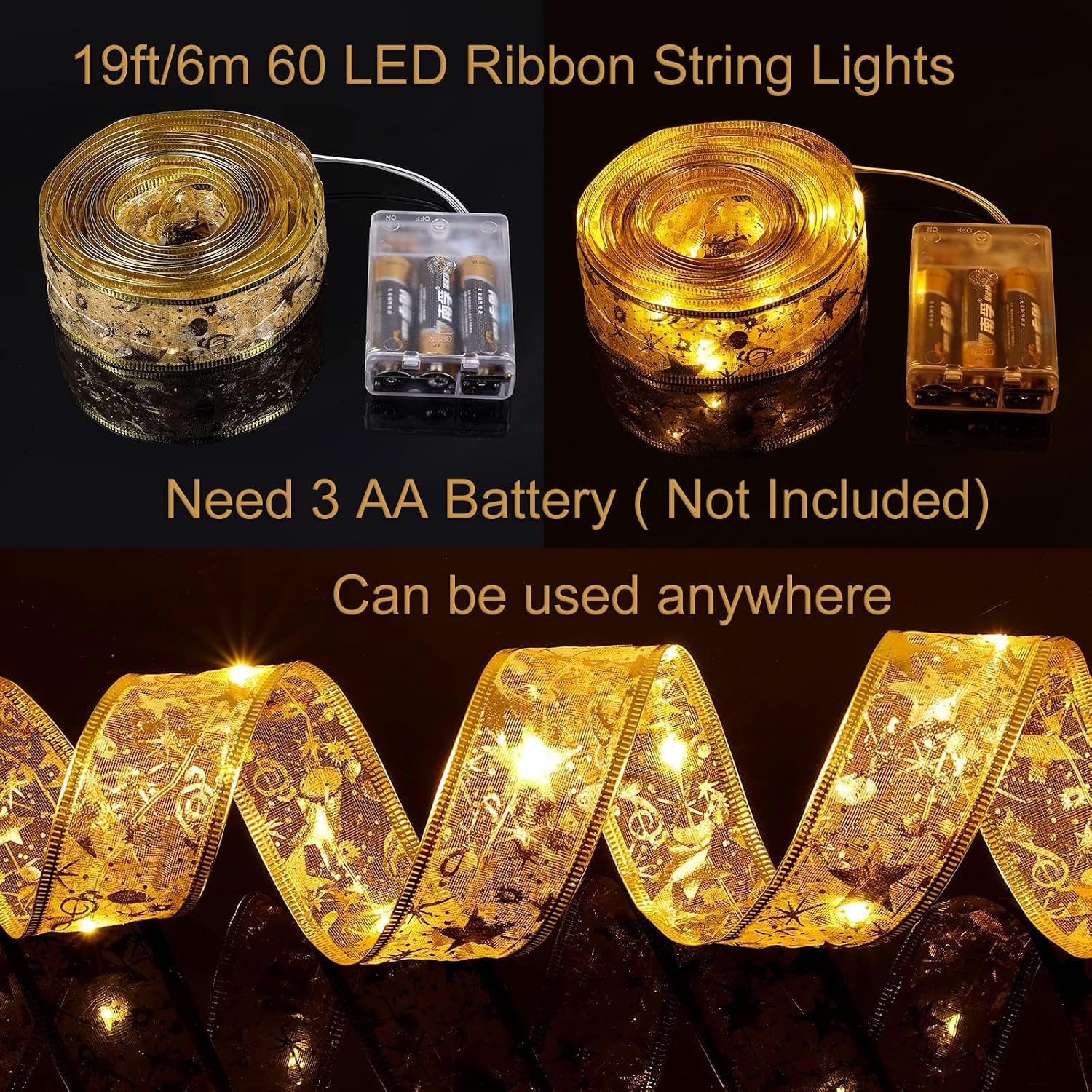 Thumbnail 6 de Christmas ribbon lights, 12 m