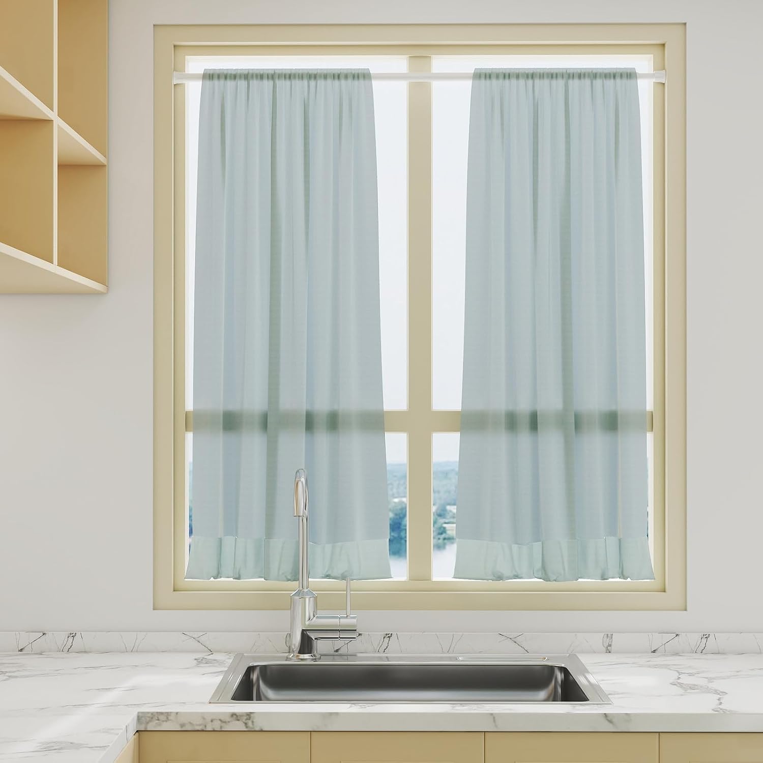 Detalle de QINGYUN Tension Curtain Rod 2-Pack