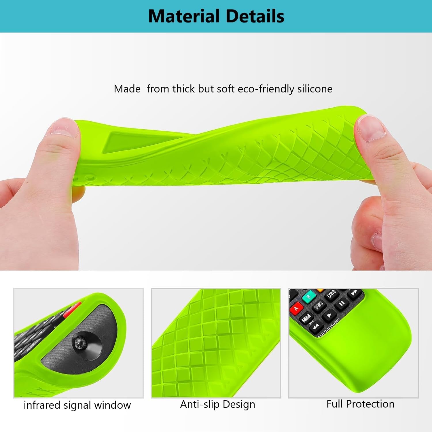 Thumbnail 6 de [2 Pack] YAREETY Glowing Remote Cover Replacement for Samsung TV Remote – universal silicone sleeve with lanyard