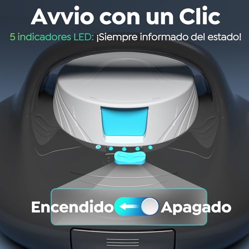 Detalle de BRINBO Robot para Piscina: 130 minutos de limpieza potente y carga rápida en 2,5 h