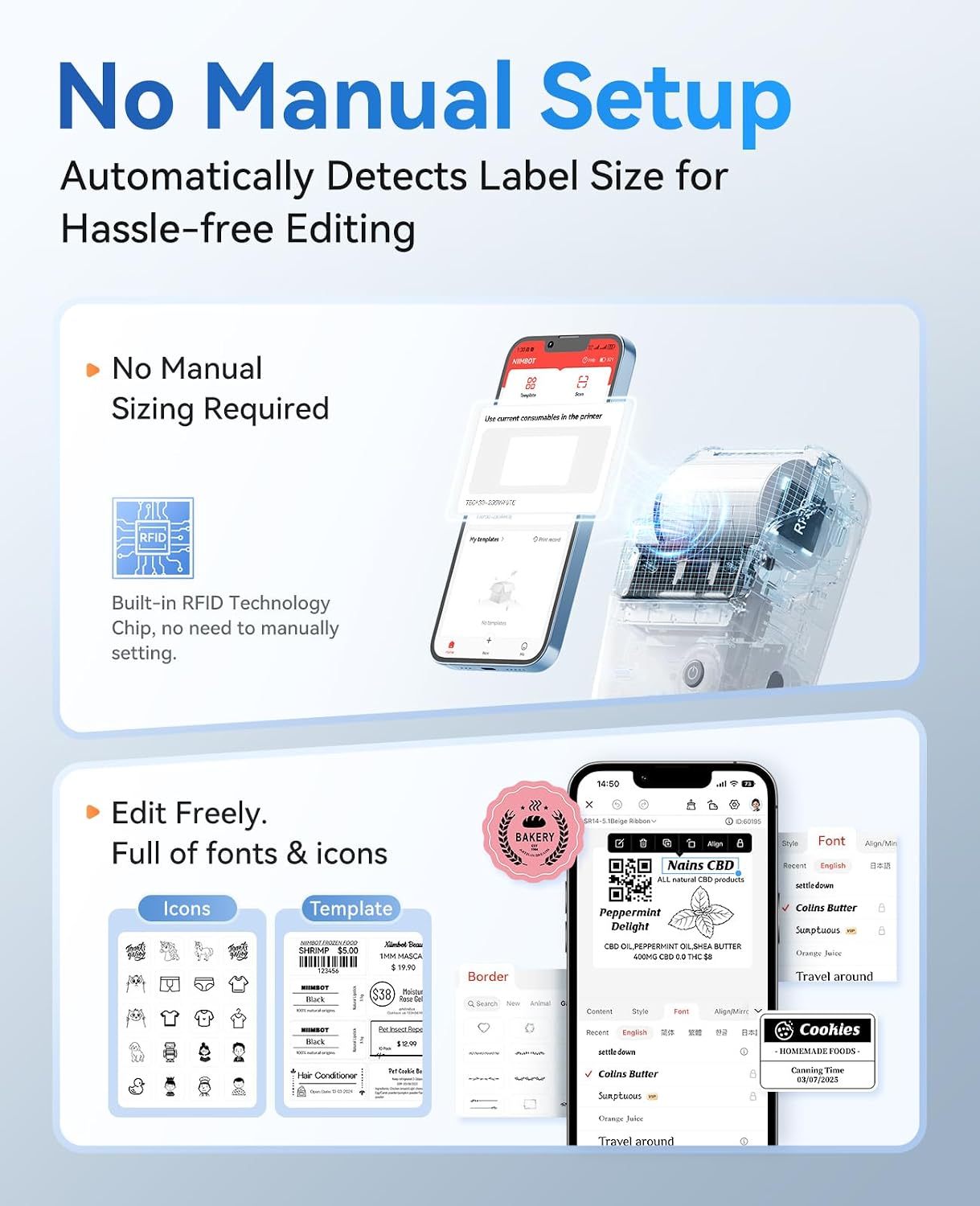 Detalle de NIIMBOT B1 Bluetooth Label Maker, Inkless Thermal Printing for 2-Inch Labels