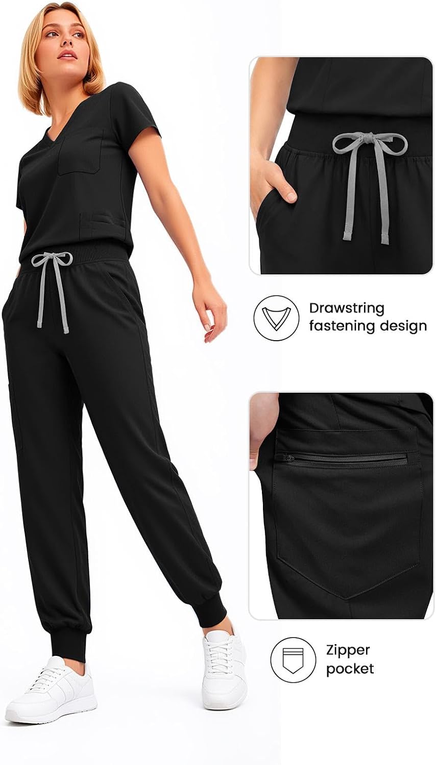 Detalle de Eadflie Women's Scrub Set with 9 Pockets