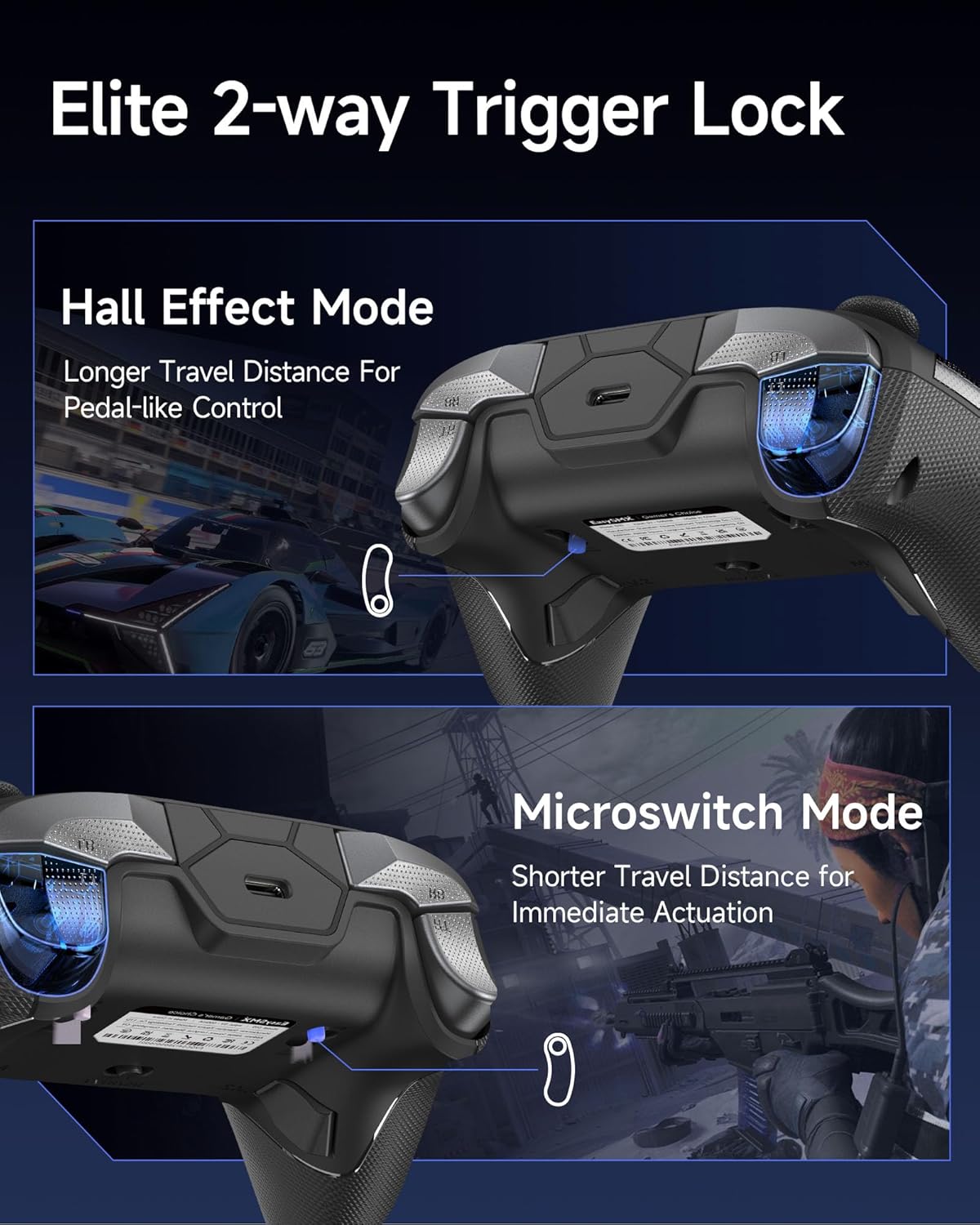 Thumbnail 2 de EasySMX Wireless Game Controller D10 TMR Anti-Drift (1000Hz, RGB, Mechanical) with Charging Dock