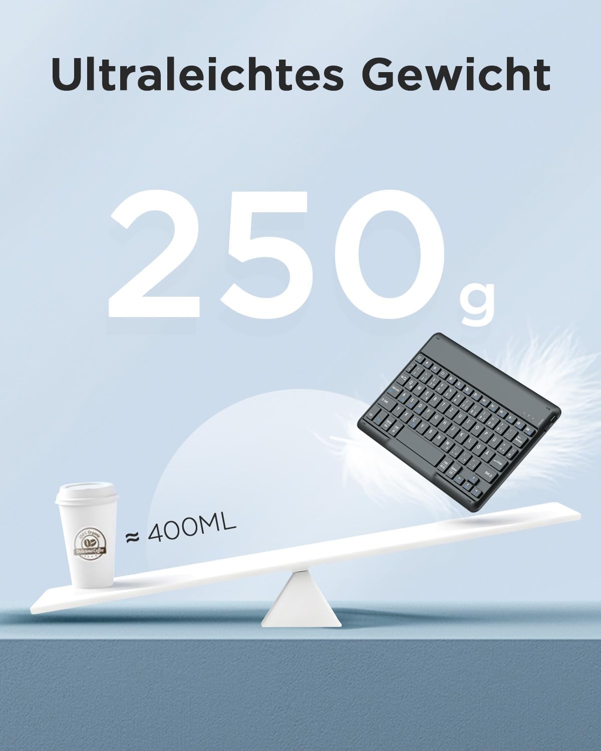 Detalle 2 de EasyAcc Tastatur Hülle für Lenovo Idea Tab 11 Zoll Tablet 2025 (TB-336ZU/TB-336FU) – German QWERTZ Tastatur mit Stifthalter, Schutzfolie, Schwarz