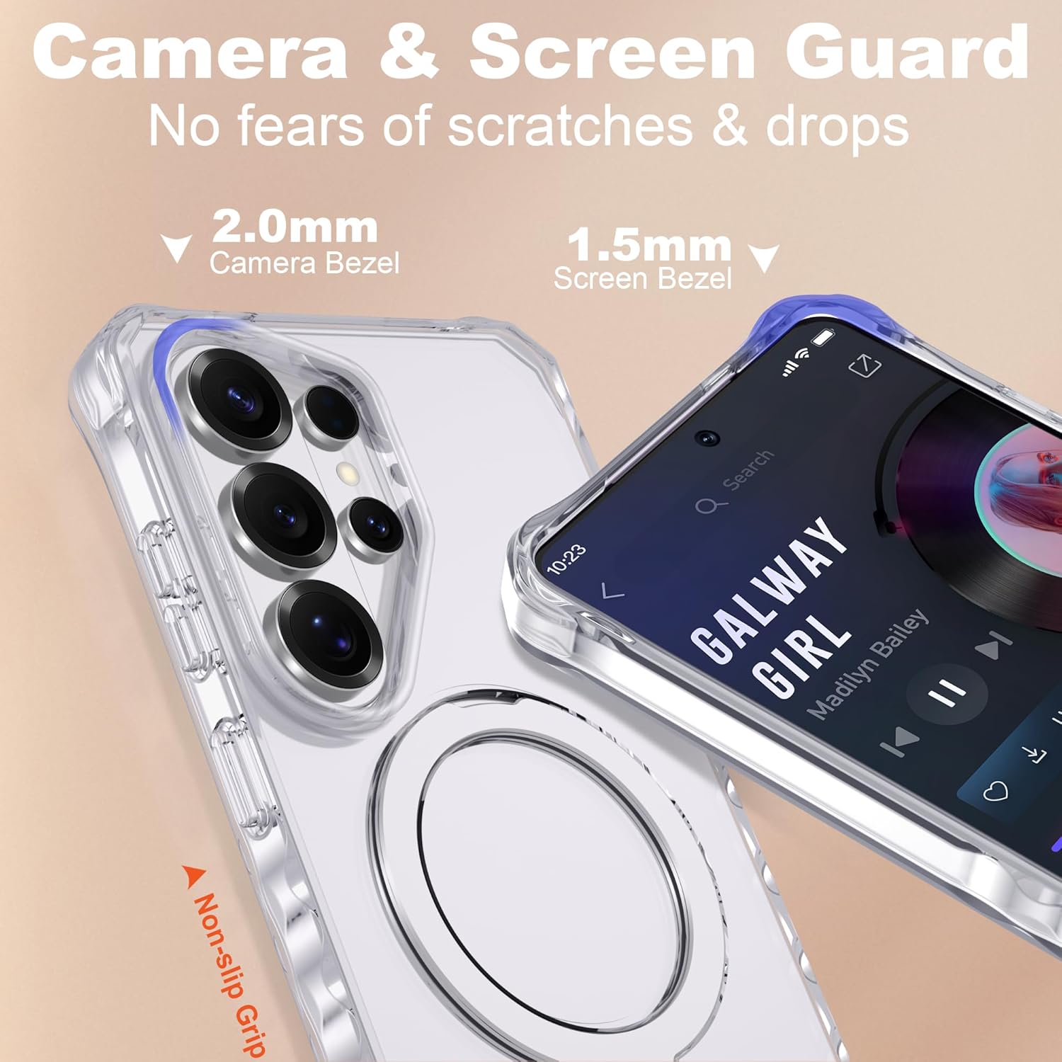 Thumbnail 4 de JQRZAOAK Clear Galaxy S26 Ultra Case with Magnetic Ring Stand — Military-Grade Wave Frame, Mag-Safe Compatible