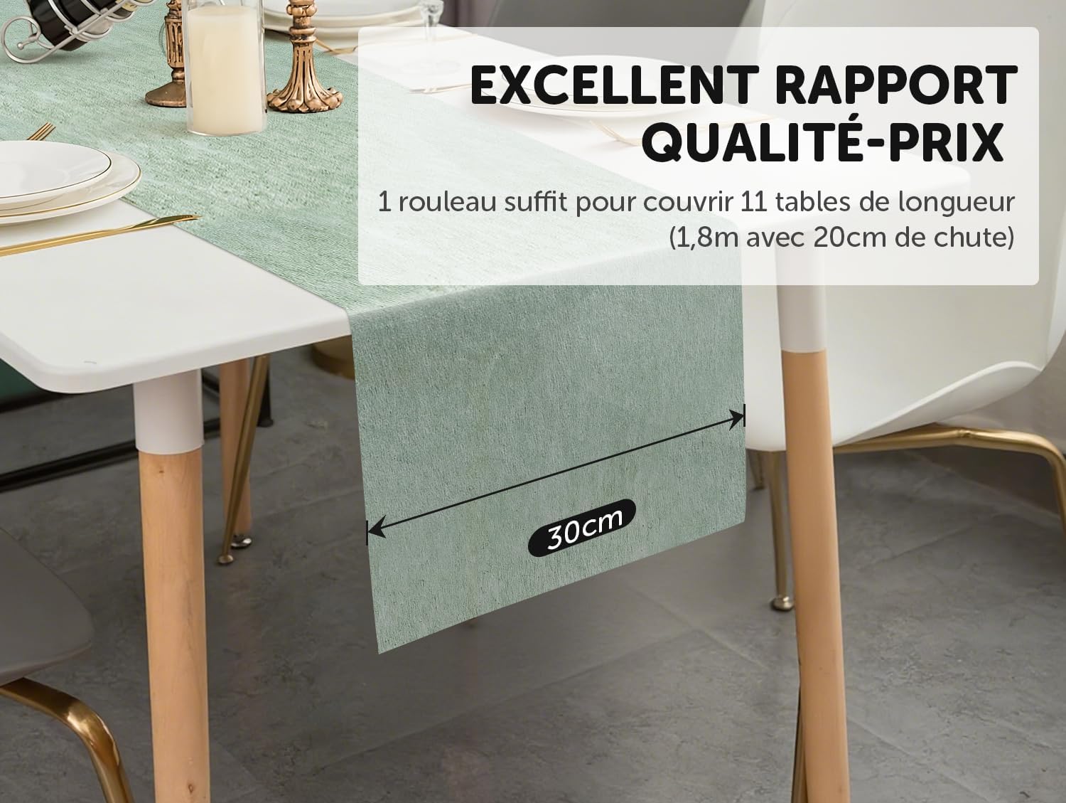 Detalle 2 de aboveBed Chemin de Table Vert Eucalyptus 30 cm đ