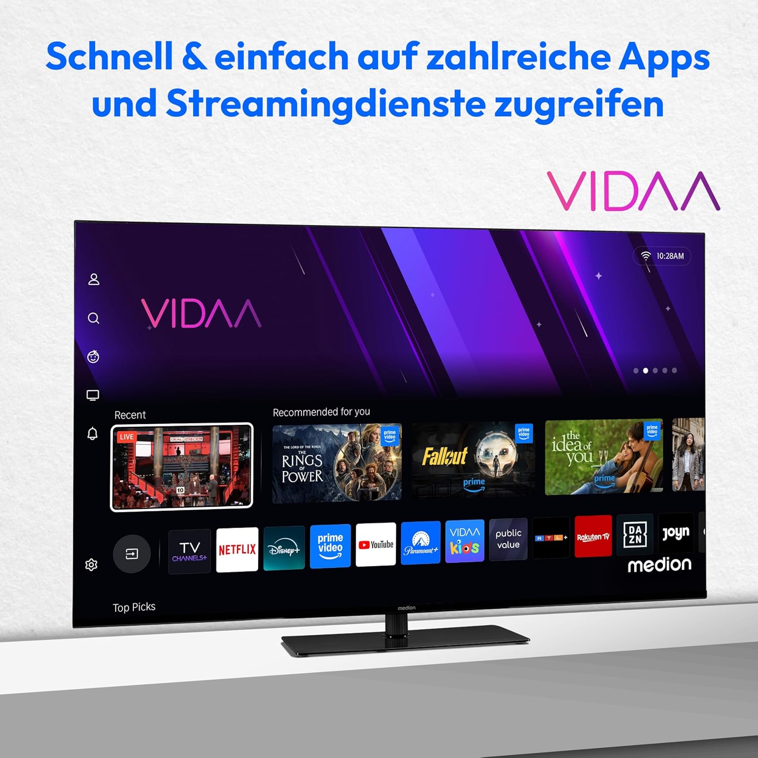 Detalle de MEDION 107 cm (43 Zoll) Fernseher: Smart-TV mit Dolby Vision, VIDAA Store und umfangreichen Streaming-Optionen