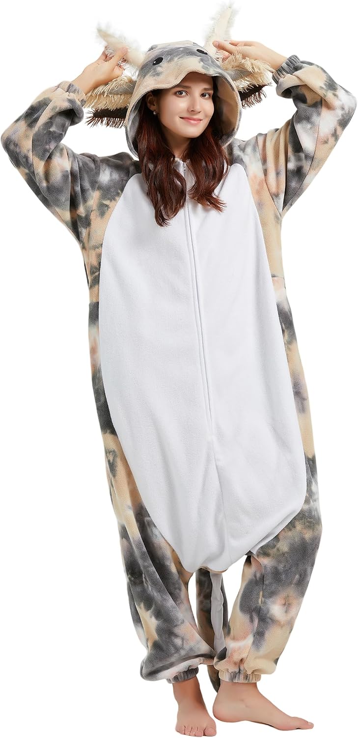 Detalle de DELEY Unisex Axolotl Onesie Costume with Plush Fabric, Hood and Pockets
