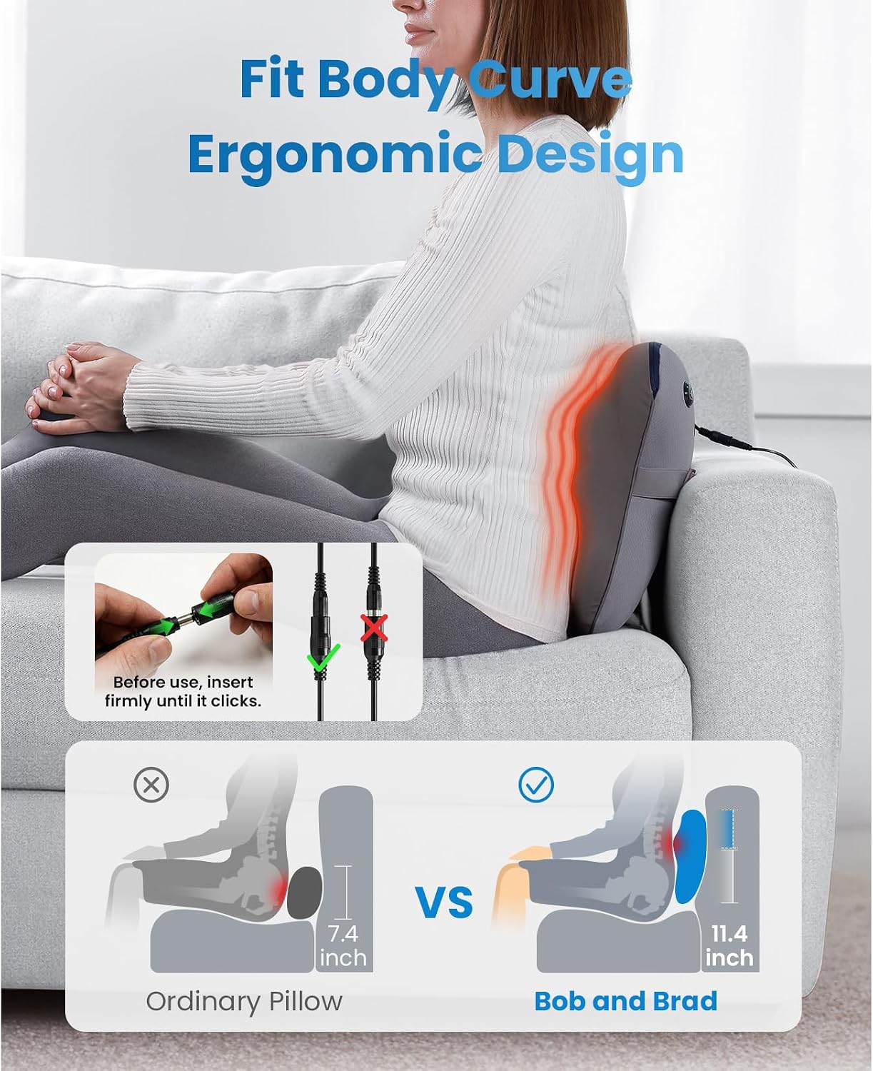 Detalle de BOB AND BRAD EZBack Plus back massager with heat and remote (3D shiatsu)