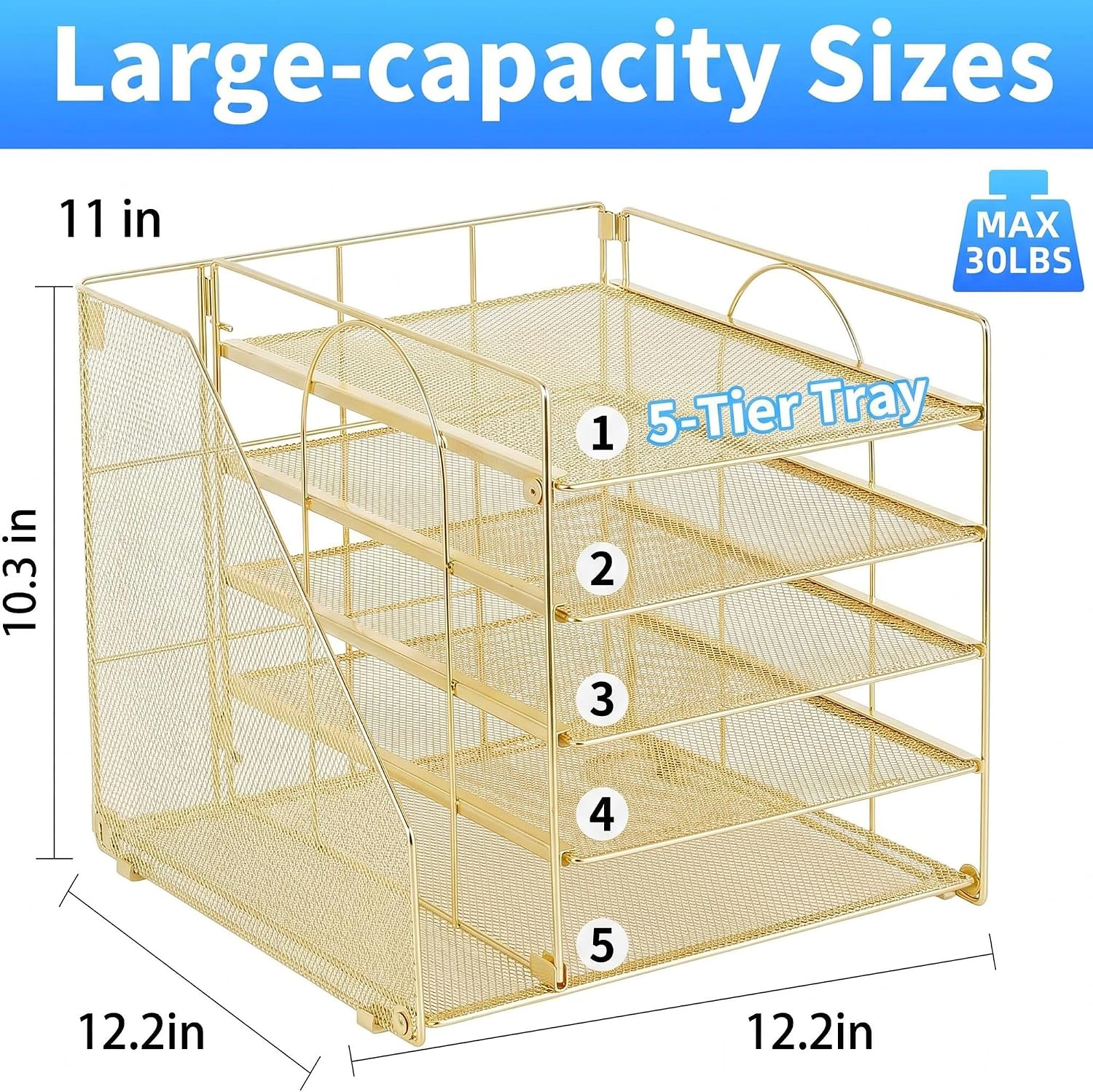 Thumbnail 5 de OPNICE Desk Organizer 5-Tier Metal Letter Tray, Gold
