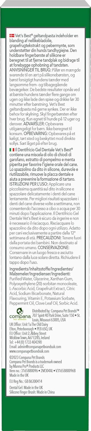Detalle 2 de Vet's Best Dental Care Gel 100g dentifricio