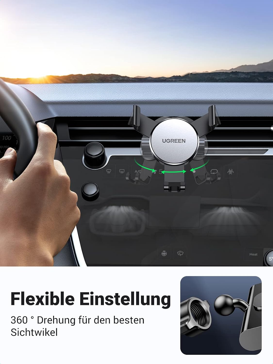 Detalle de UGREEN CD-Schlitz Autohalterung – Schwerkraftmaterial für Einhandbedienung