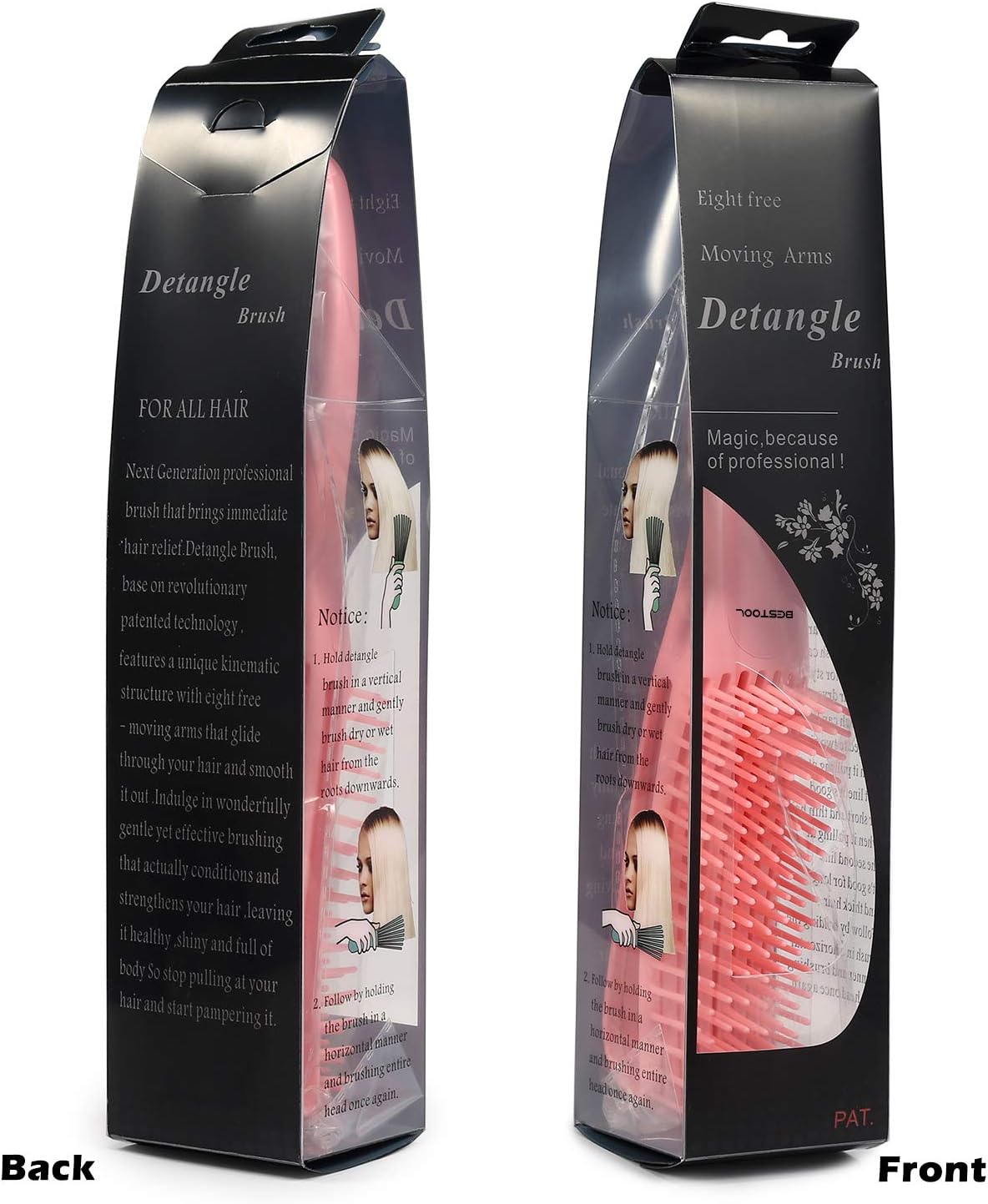 Thumbnail 6 de BESTOOL Brosse à cheveux pour boucles afro (3a à 4c) — brosse de démêlage sur cheveux mouillés ou secs (Rose)