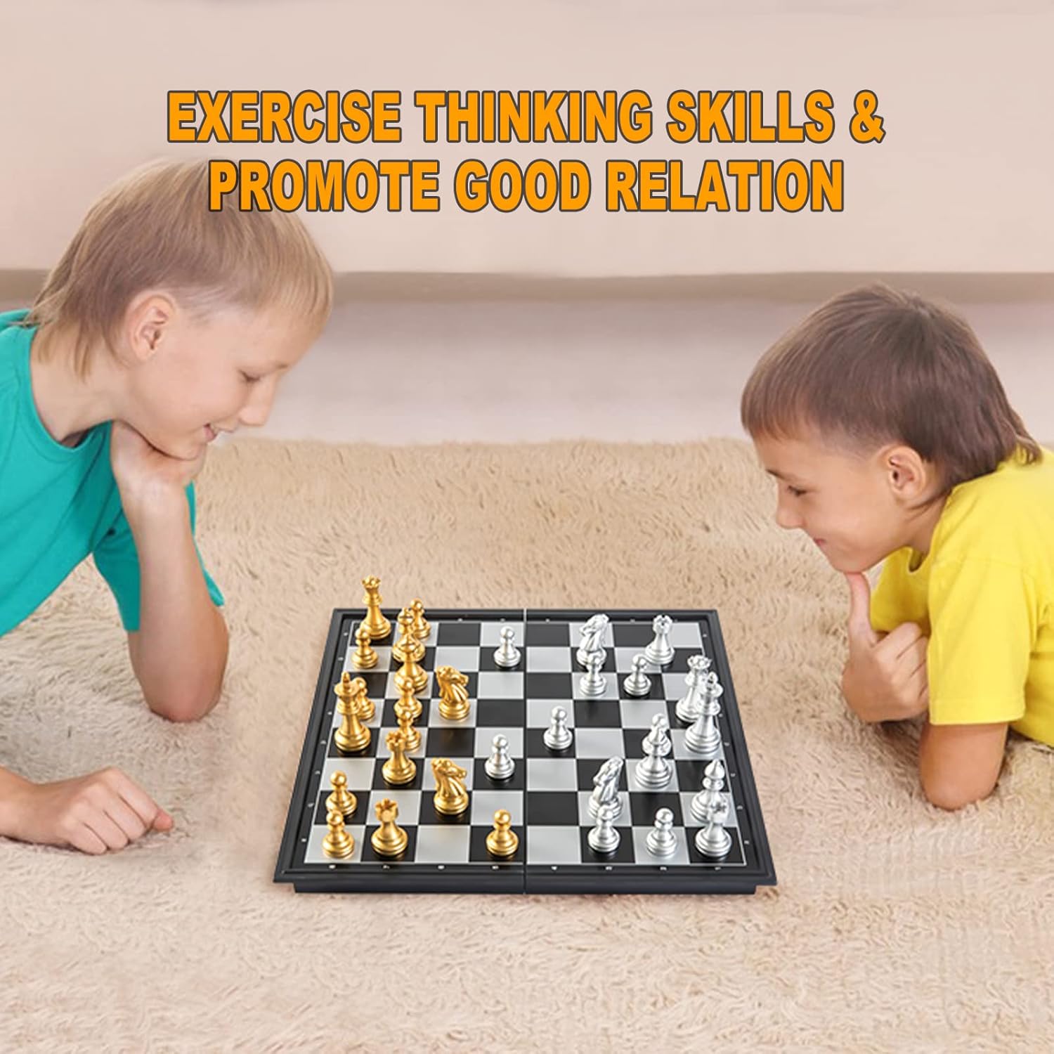 Thumbnail 5 de Snocyo Magnetic Folding Chess Board Set (Glod/Silver): Portable, Quiet & Kid‑friendly Strategy Game