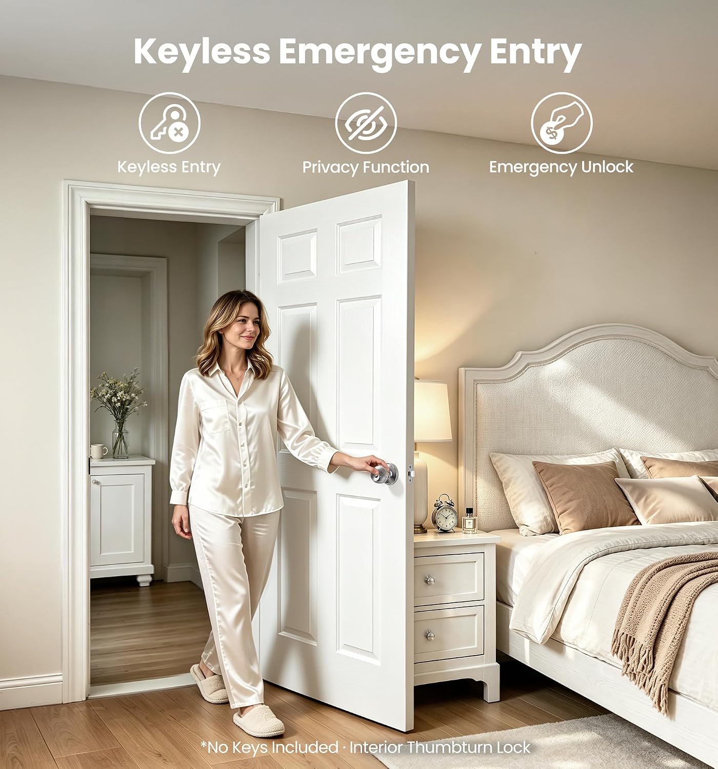 Detalle 2 de Veise Privacy Door Knob in Satin Nickel